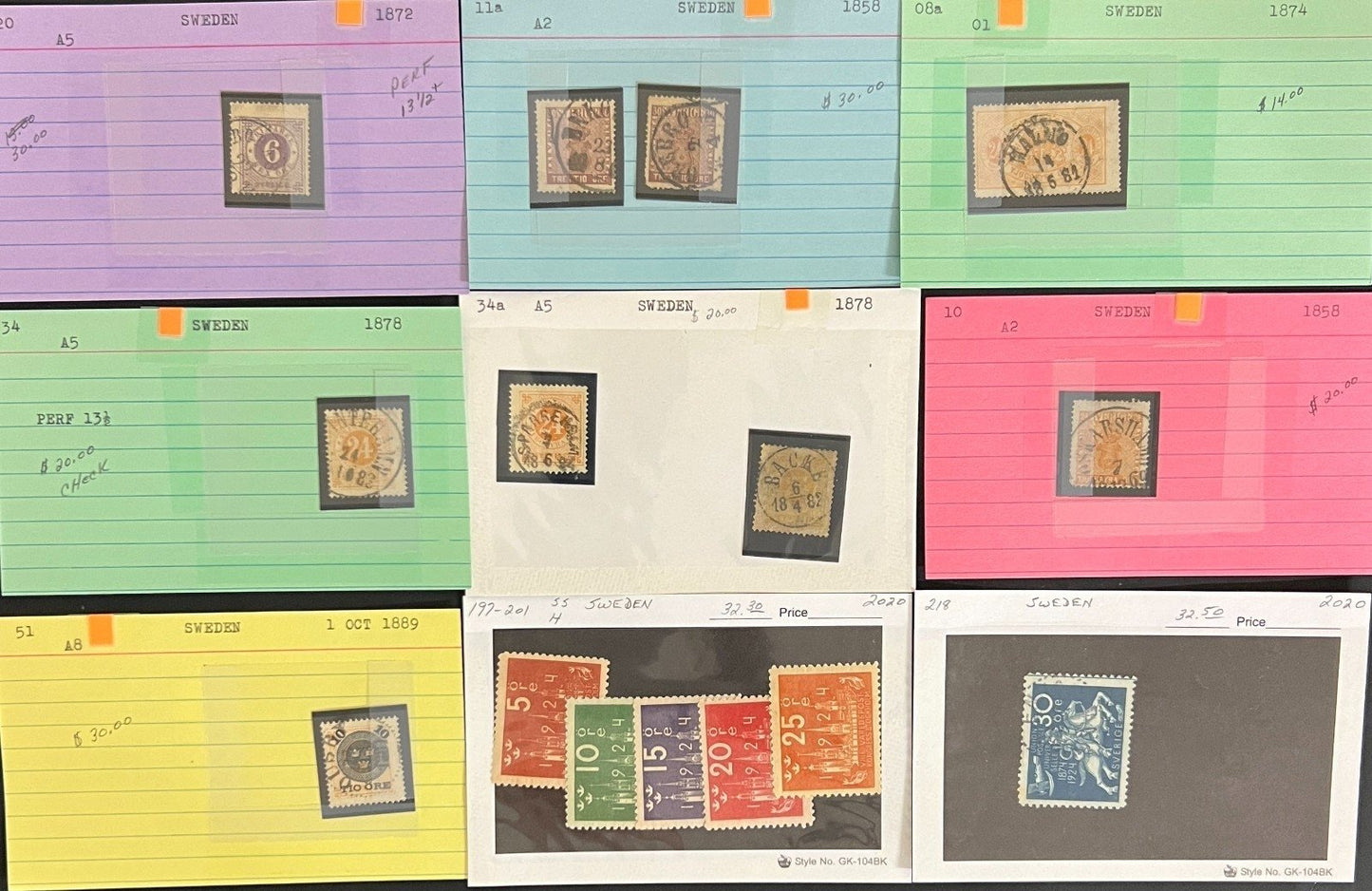 Finland Sweden Switzerland Stamp Collection Dealer Cards Mint & Used ZAYIX