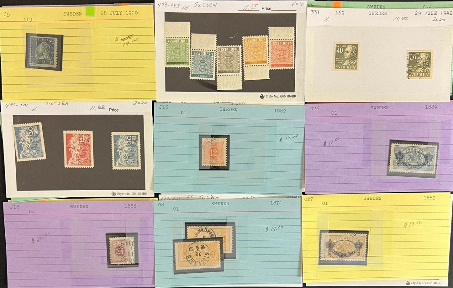 Finland Sweden Switzerland Stamp Collection Dealer Cards Mint & Used ZAYIX