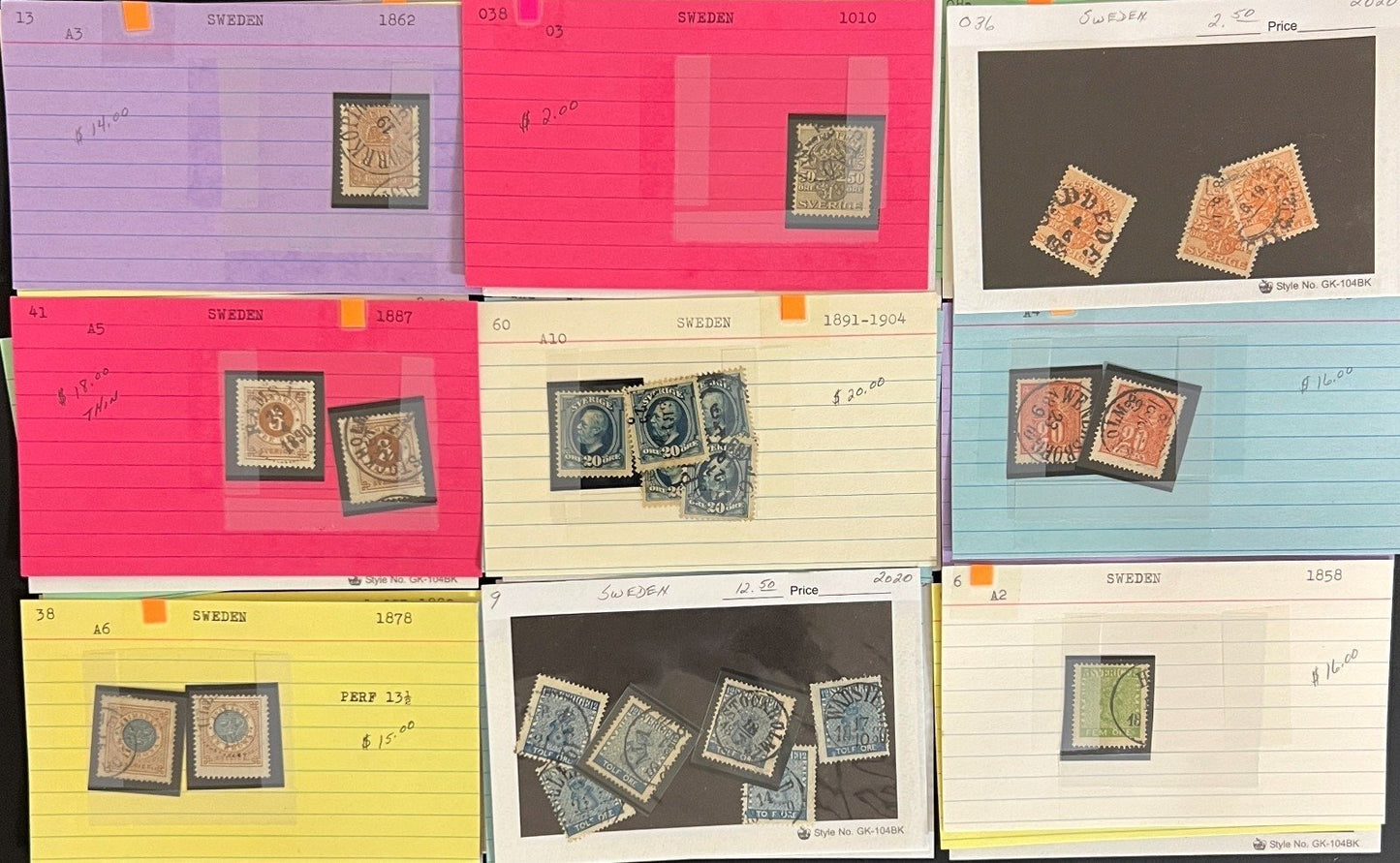 Finland Sweden Switzerland Stamp Collection Dealer Cards Mint & Used ZAYIX