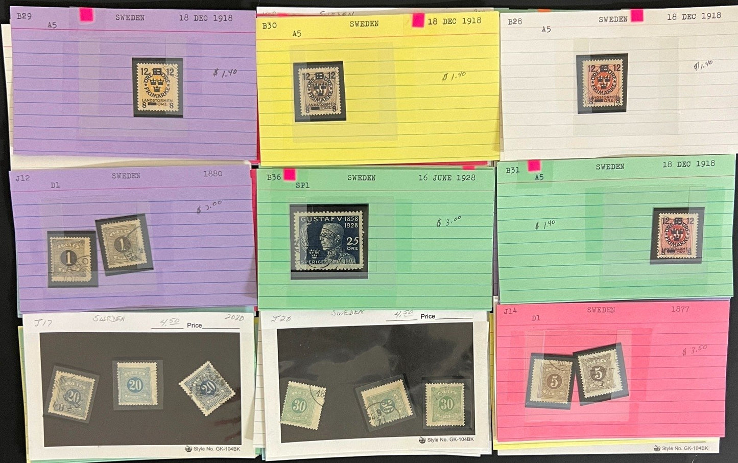 Finland Sweden Switzerland Stamp Collection Dealer Cards Mint & Used ZAYIX