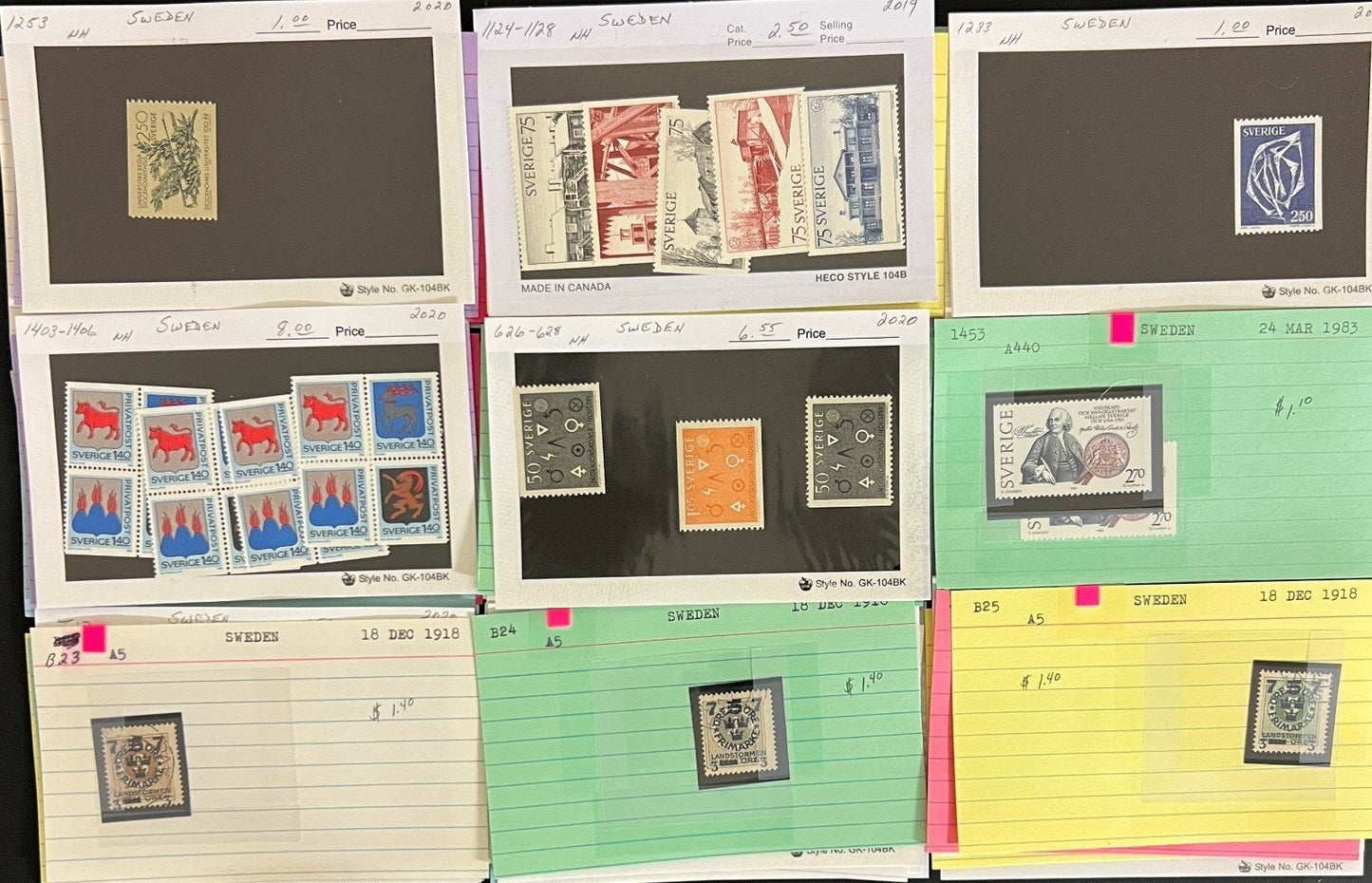 Finland Sweden Switzerland Stamp Collection Dealer Cards Mint & Used ZAYIX