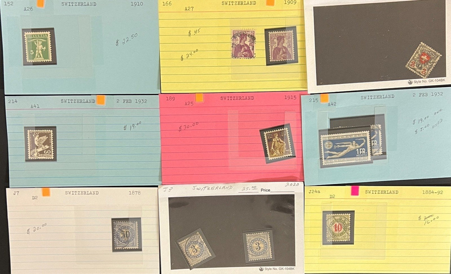 Finland Sweden Switzerland Stamp Collection Dealer Cards Mint & Used ZAYIX