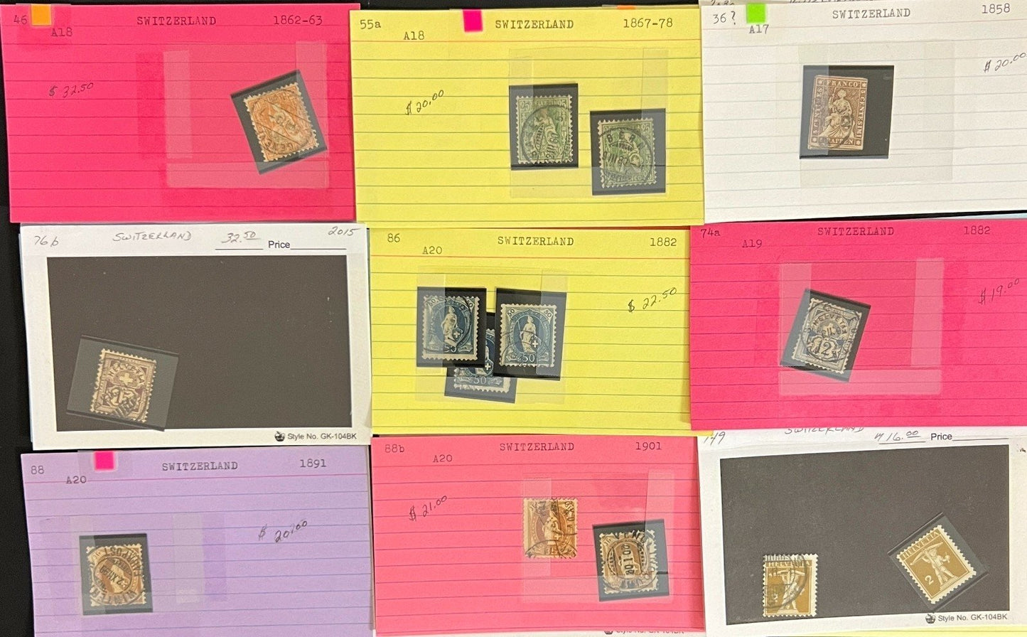 Finland Sweden Switzerland Stamp Collection Dealer Cards Mint & Used ZAYIX