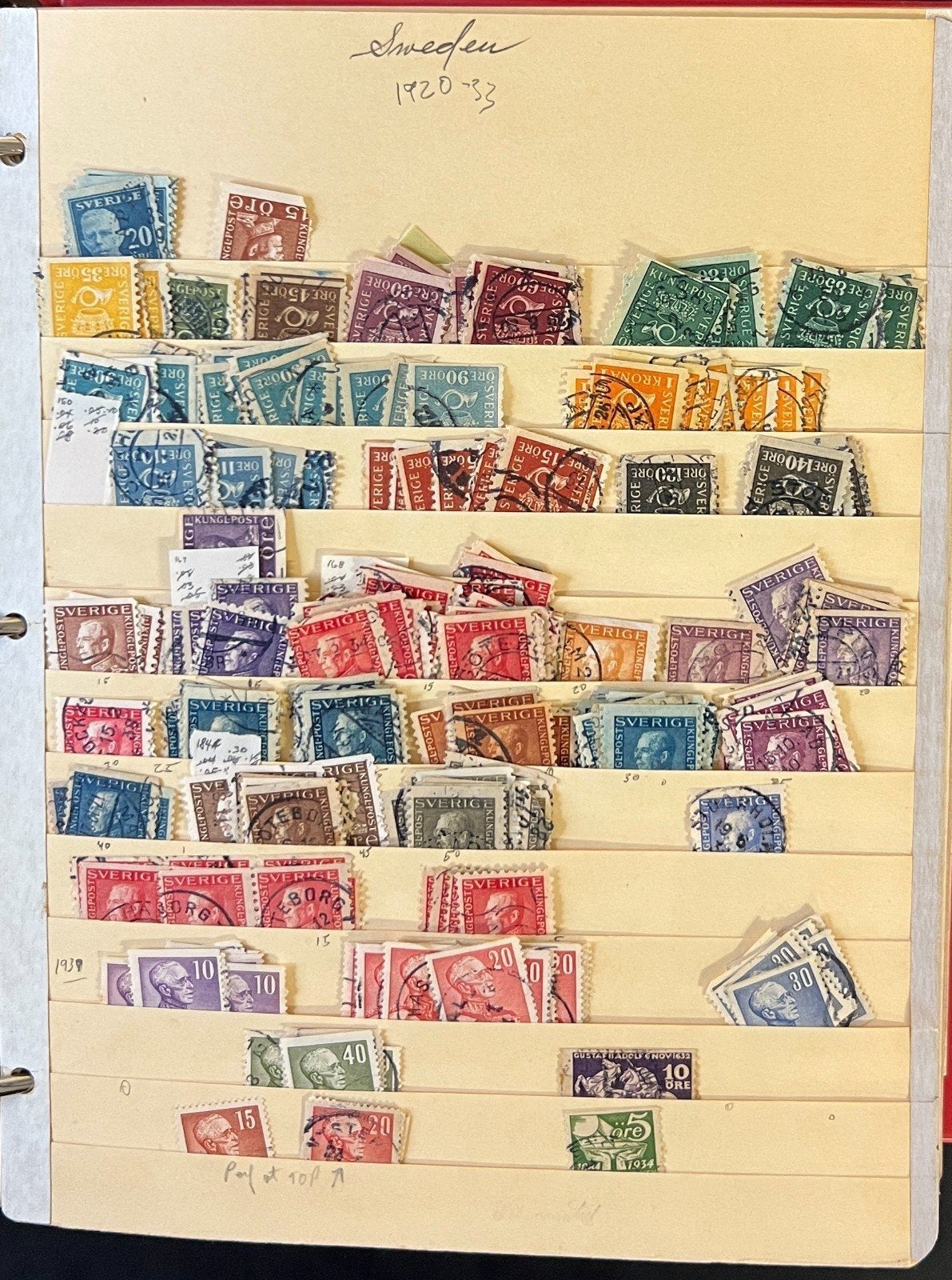 Sweden Stamp Collection 40 Stock Pages Thousands of Used Stamps 1858-1970 ZAYIX