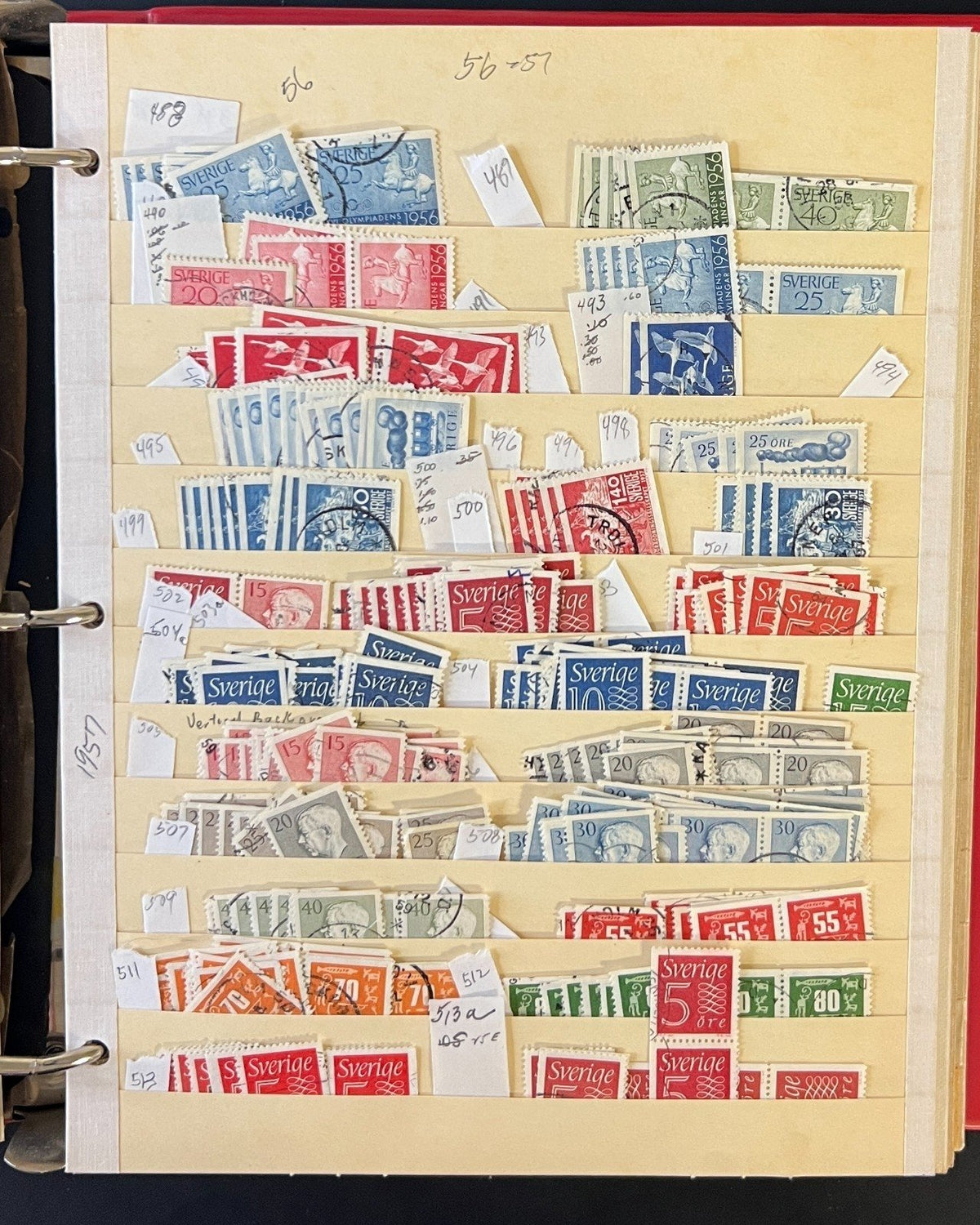 Sweden Stamp Collection 40 Stock Pages Thousands of Used Stamps 1858-1970 ZAYIX