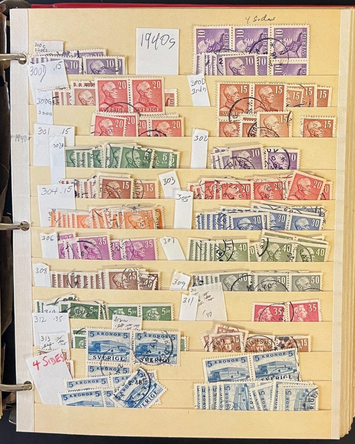 Sweden Stamp Collection 40 Stock Pages Thousands of Used Stamps 1858-1970 ZAYIX
