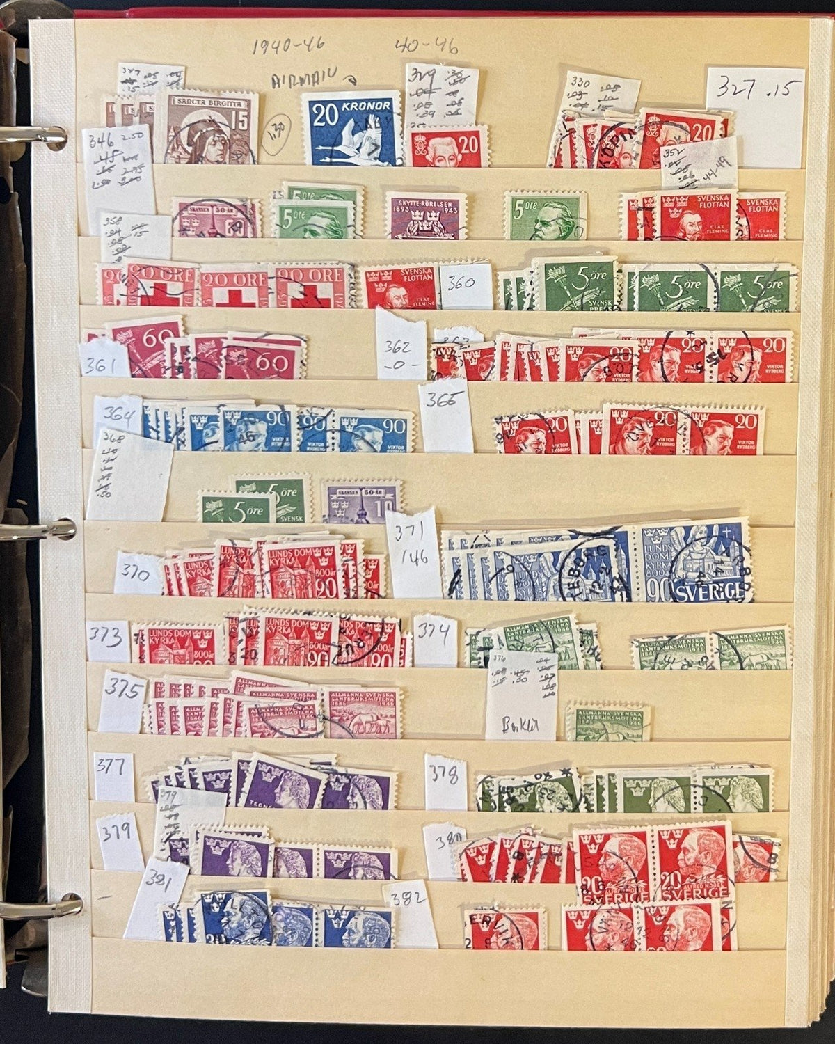 Sweden Stamp Collection 40 Stock Pages Thousands of Used Stamps 1858-1970 ZAYIX