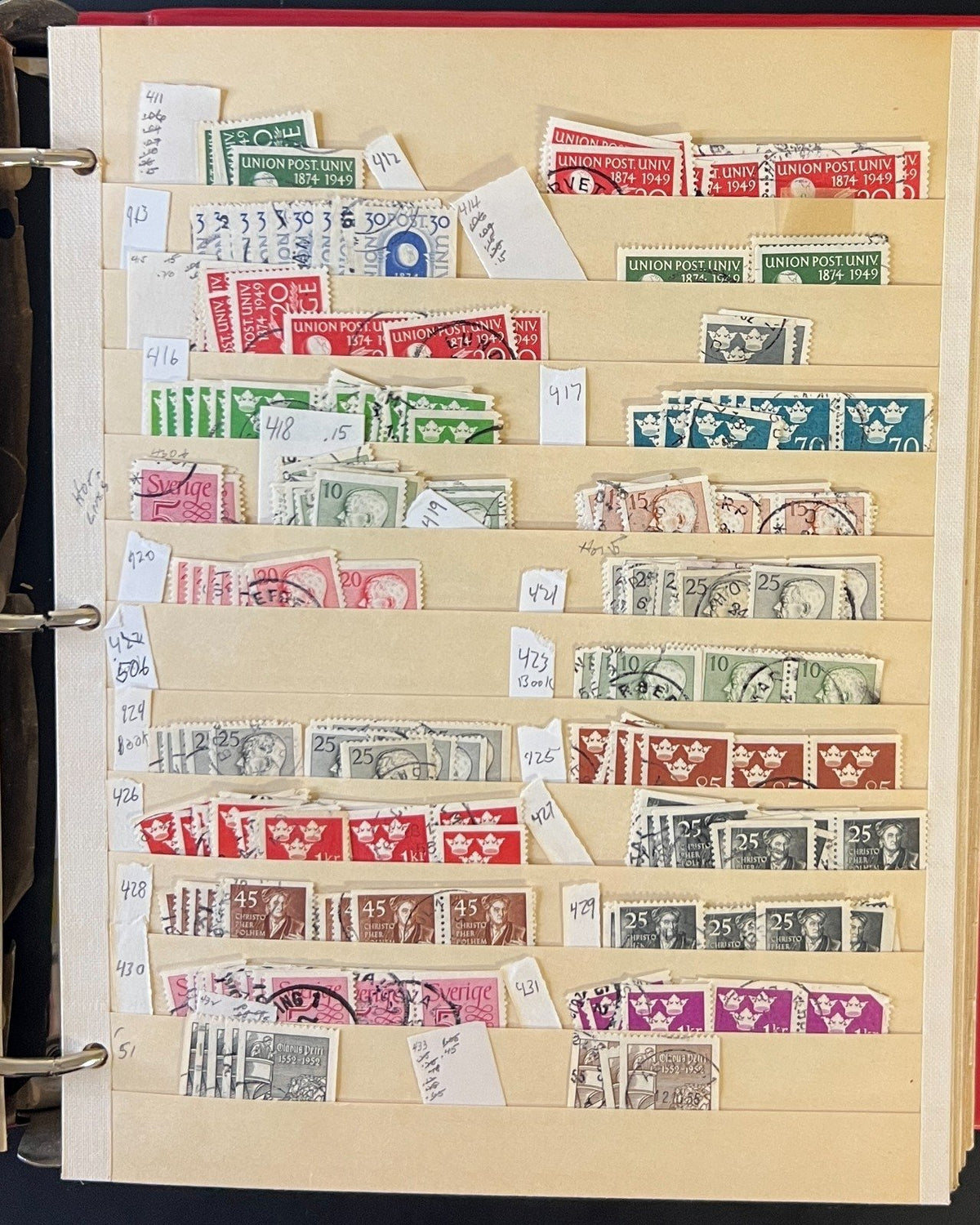 Sweden Stamp Collection 40 Stock Pages Thousands of Used Stamps 1858-1970 ZAYIX
