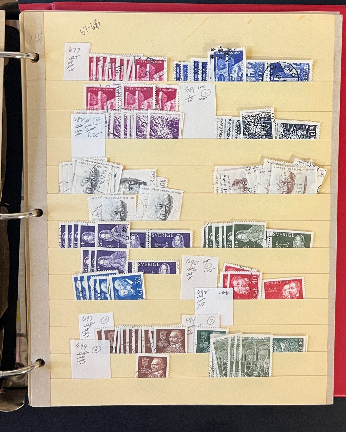 Sweden Stamp Collection 40 Stock Pages Thousands of Used Stamps 1858-1970 ZAYIX
