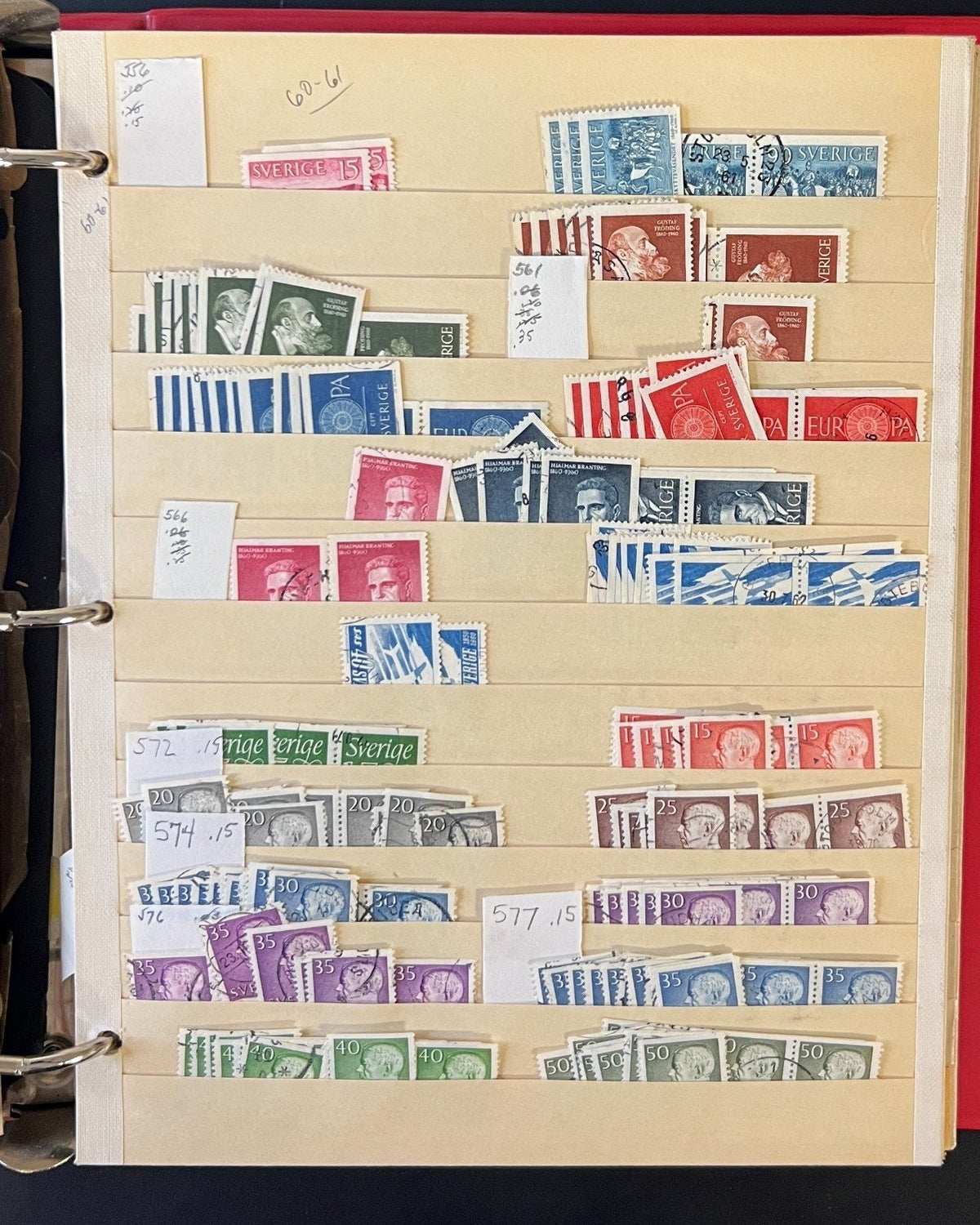 Sweden Stamp Collection 40 Stock Pages Thousands of Used Stamps 1858-1970 ZAYIX