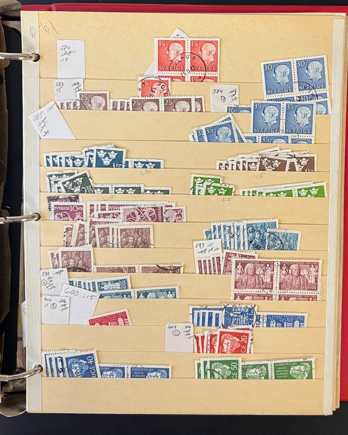 Sweden Stamp Collection 40 Stock Pages Thousands of Used Stamps 1858-1970 ZAYIX