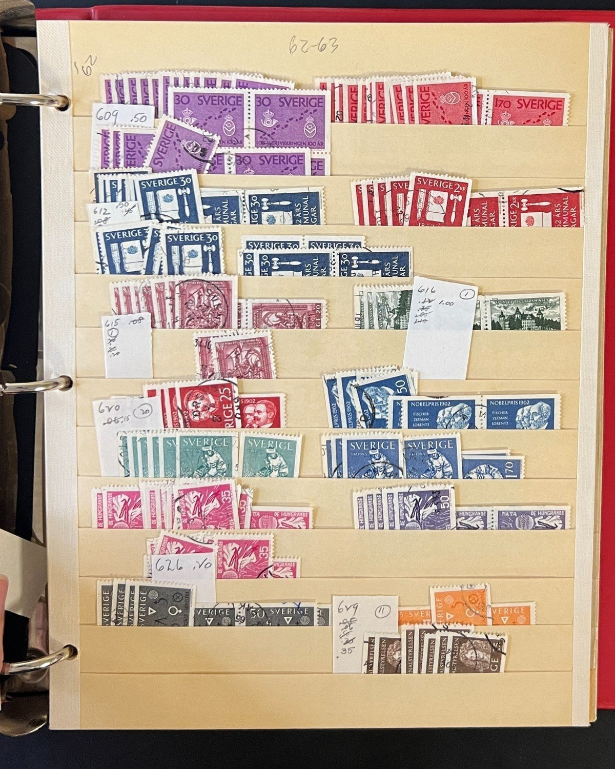 Sweden Stamp Collection 40 Stock Pages Thousands of Used Stamps 1858-1970 ZAYIX