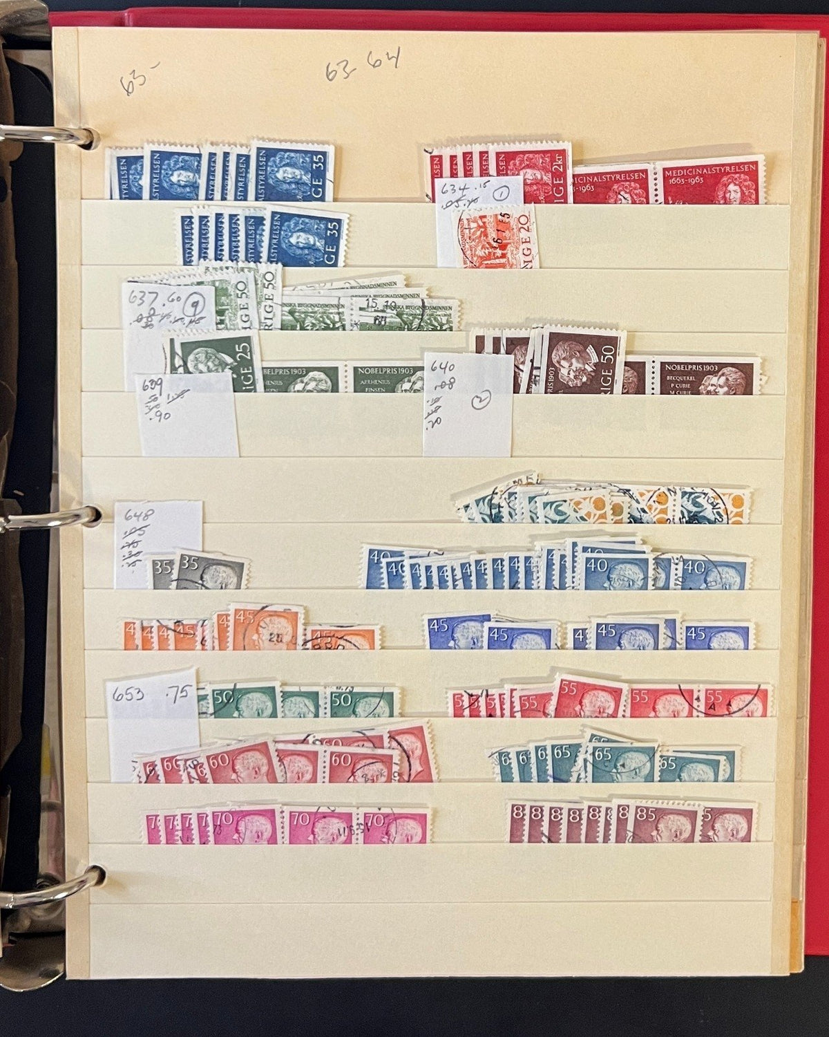 Sweden Stamp Collection 40 Stock Pages Thousands of Used Stamps 1858-1970 ZAYIX