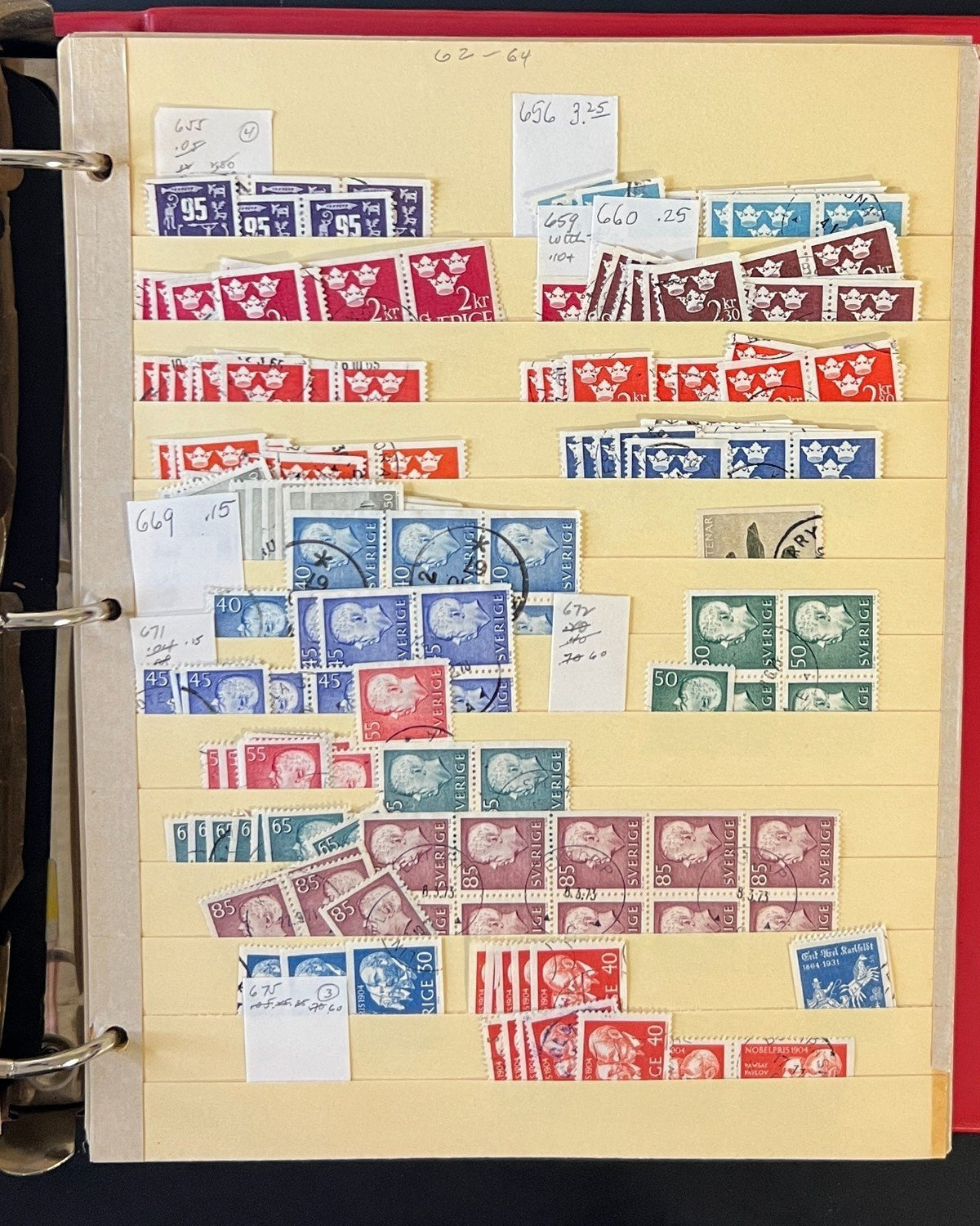 Sweden Stamp Collection 40 Stock Pages Thousands of Used Stamps 1858-1970 ZAYIX