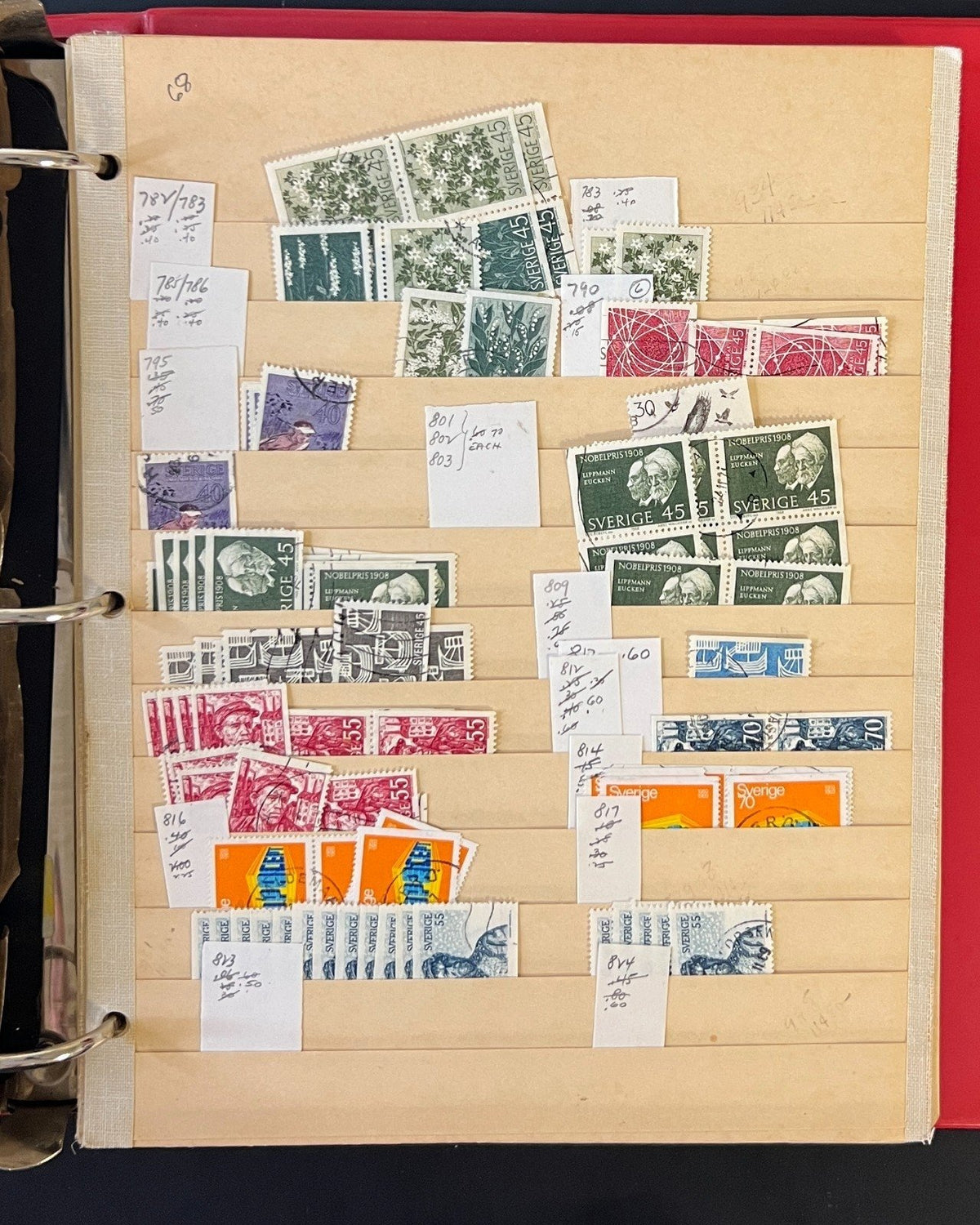 Sweden Stamp Collection 40 Stock Pages Thousands of Used Stamps 1858-1970 ZAYIX