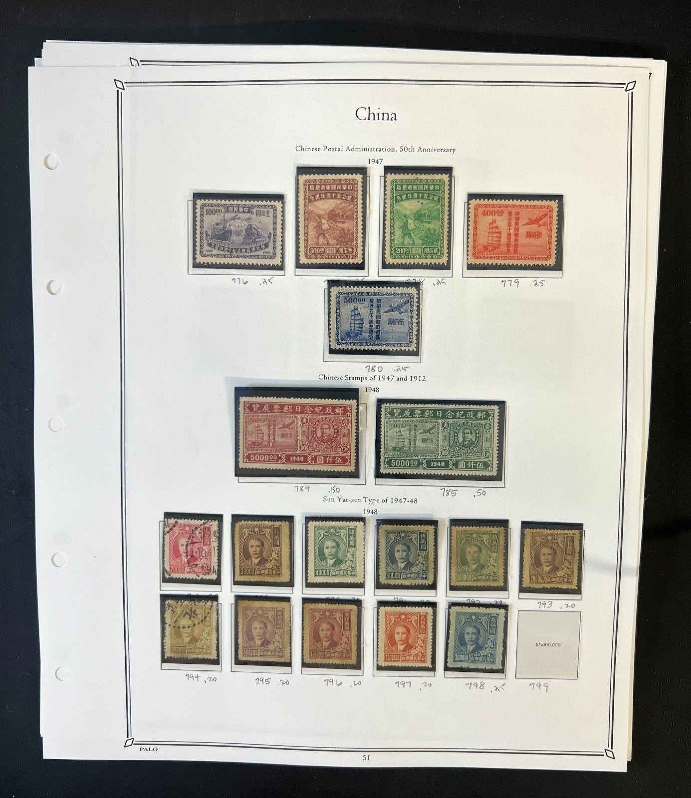 China Stamp Collection Palo Hingeless Pages Mint & Used 1878-1949 ZAYIX