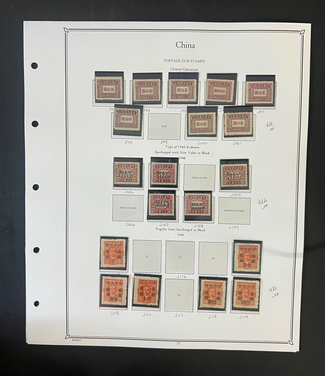 China Stamp Collection Palo Hingeless Pages Mint & Used 1878-1949 ZAYIX