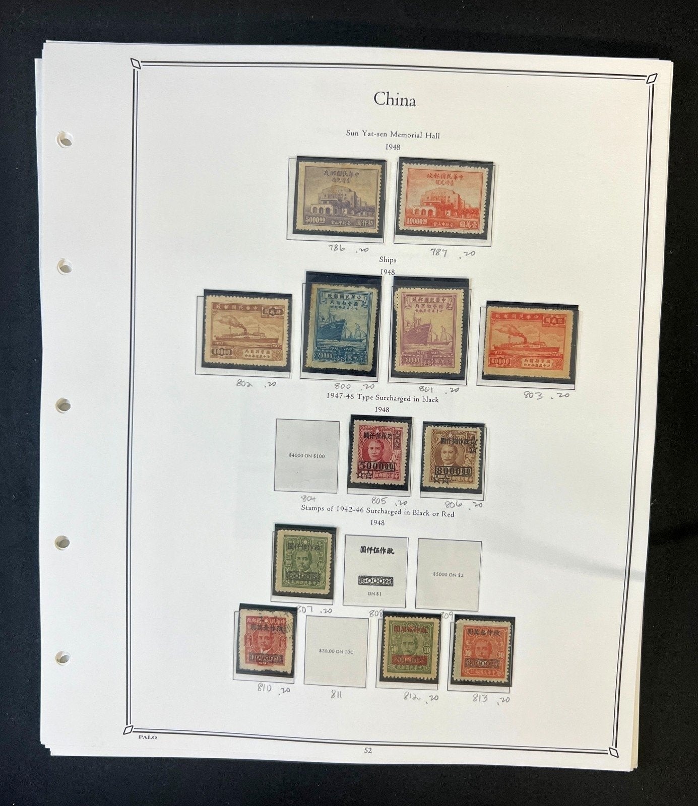 China Stamp Collection Palo Hingeless Pages Mint & Used 1878-1949 ZAYIX