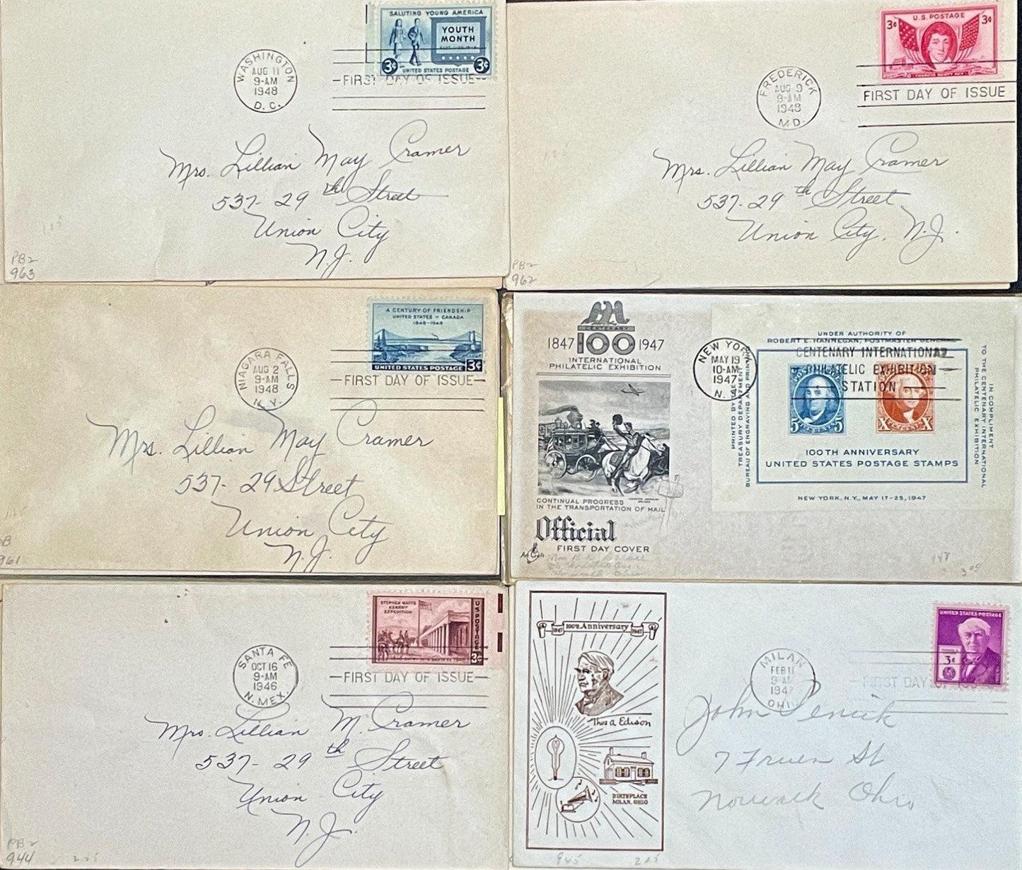 United States First Day Cover Collection 102 Covers FDC 1940-1959 ZAYIX