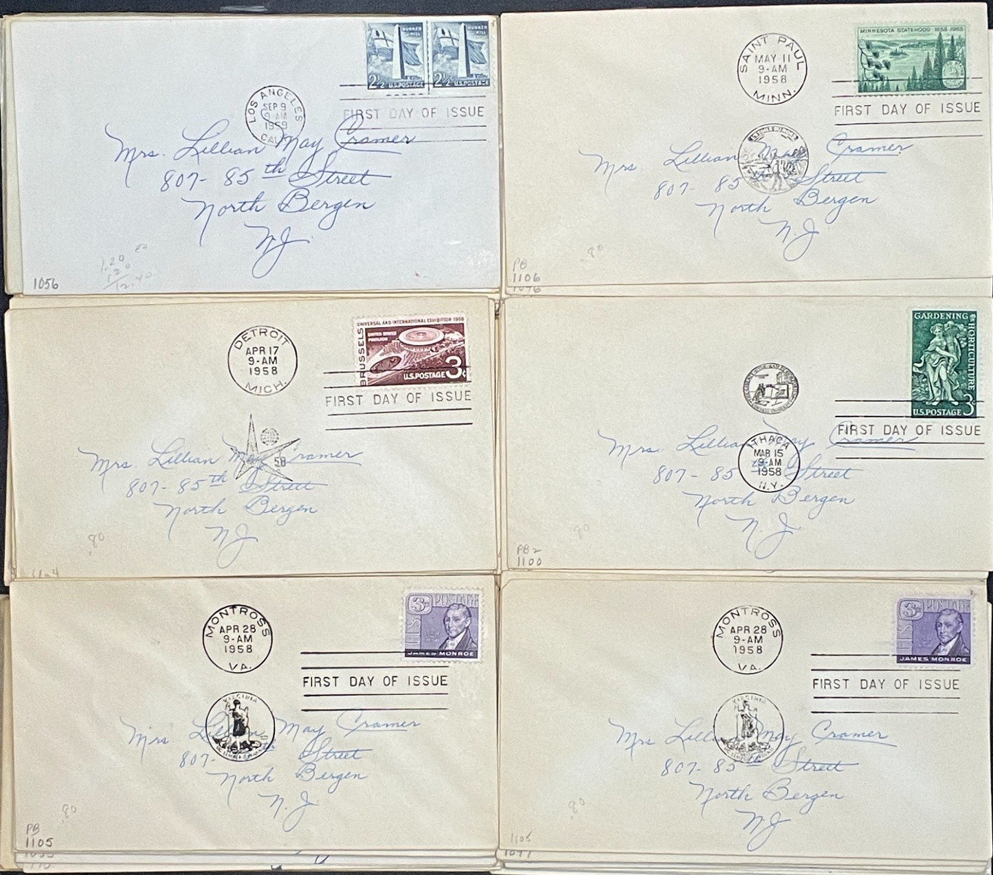 United States First Day Cover Collection 102 Covers FDC 1940-1959 ZAYIX