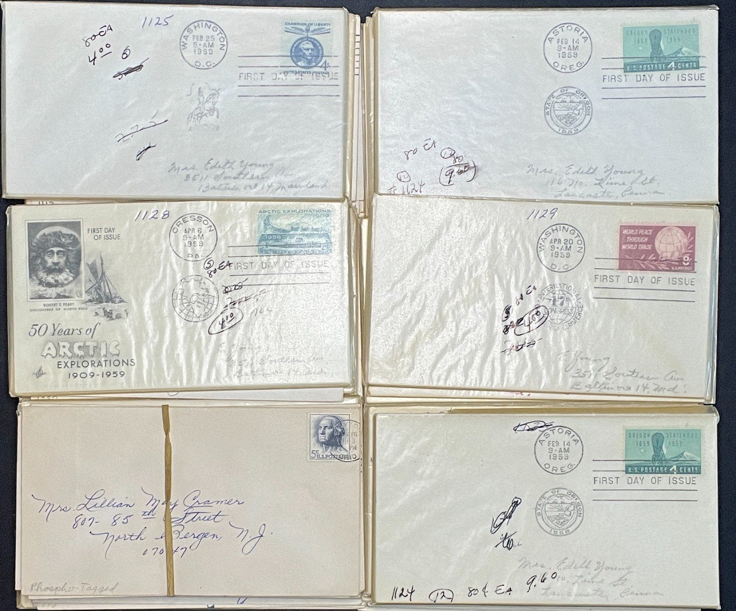United States First Day Cover Collection 102 Covers FDC 1940-1959 ZAYIX