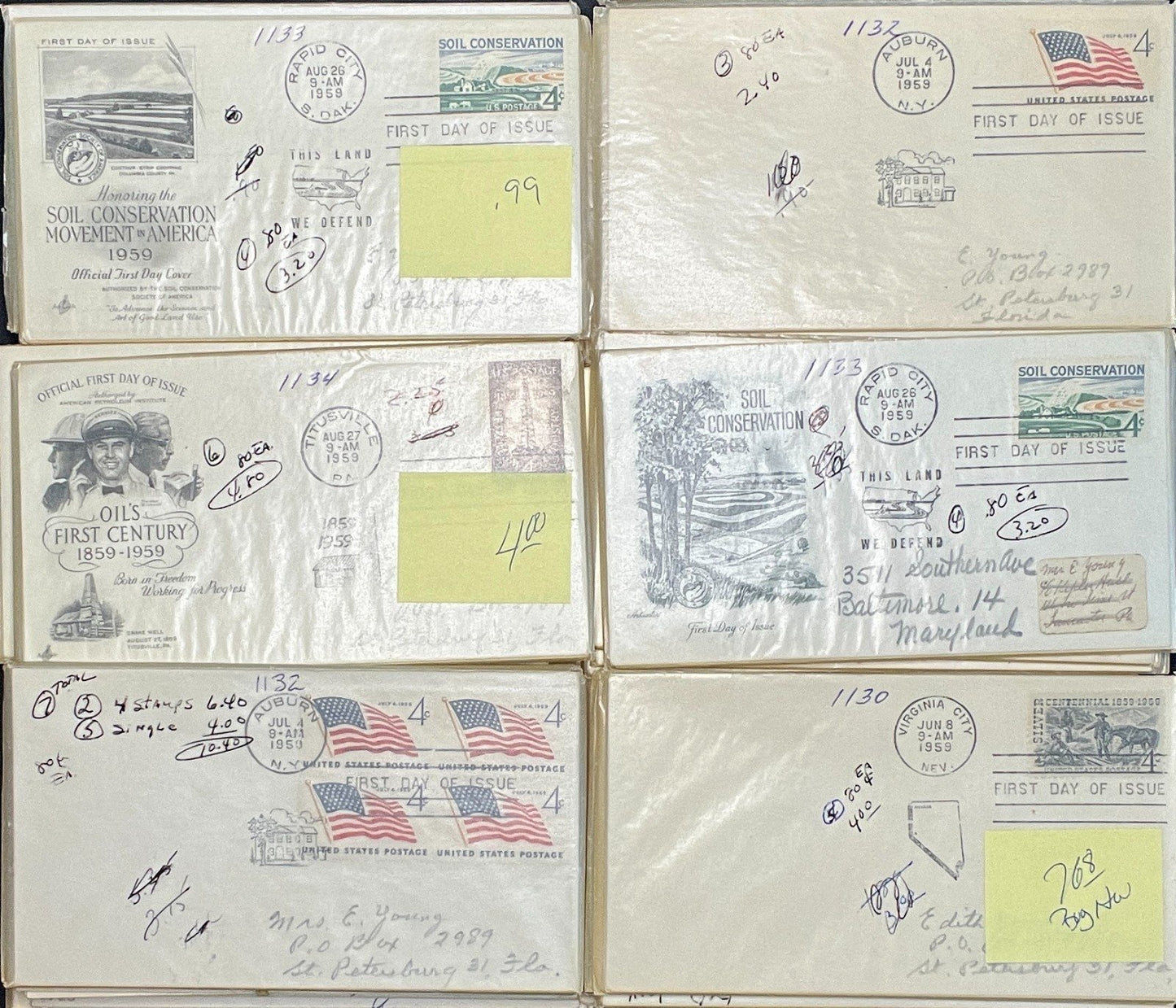 United States First Day Cover Collection 102 Covers FDC 1940-1959 ZAYIX