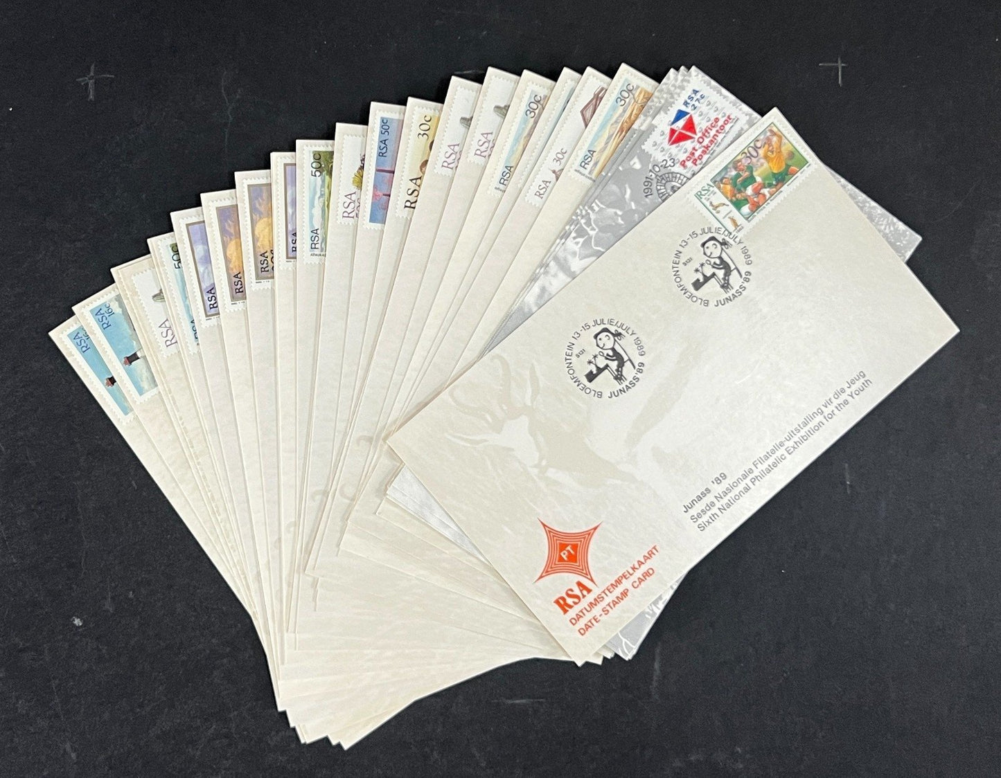 Republic of South Africa FDC 30 Date Stamp Cards 1988-1989 ZAYIX