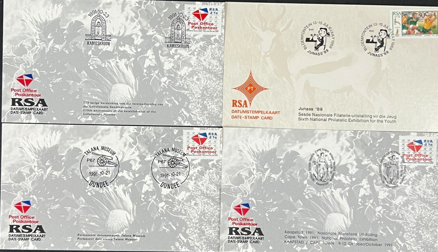 Republic of South Africa FDC 30 Date Stamp Cards 1988-1989 ZAYIX
