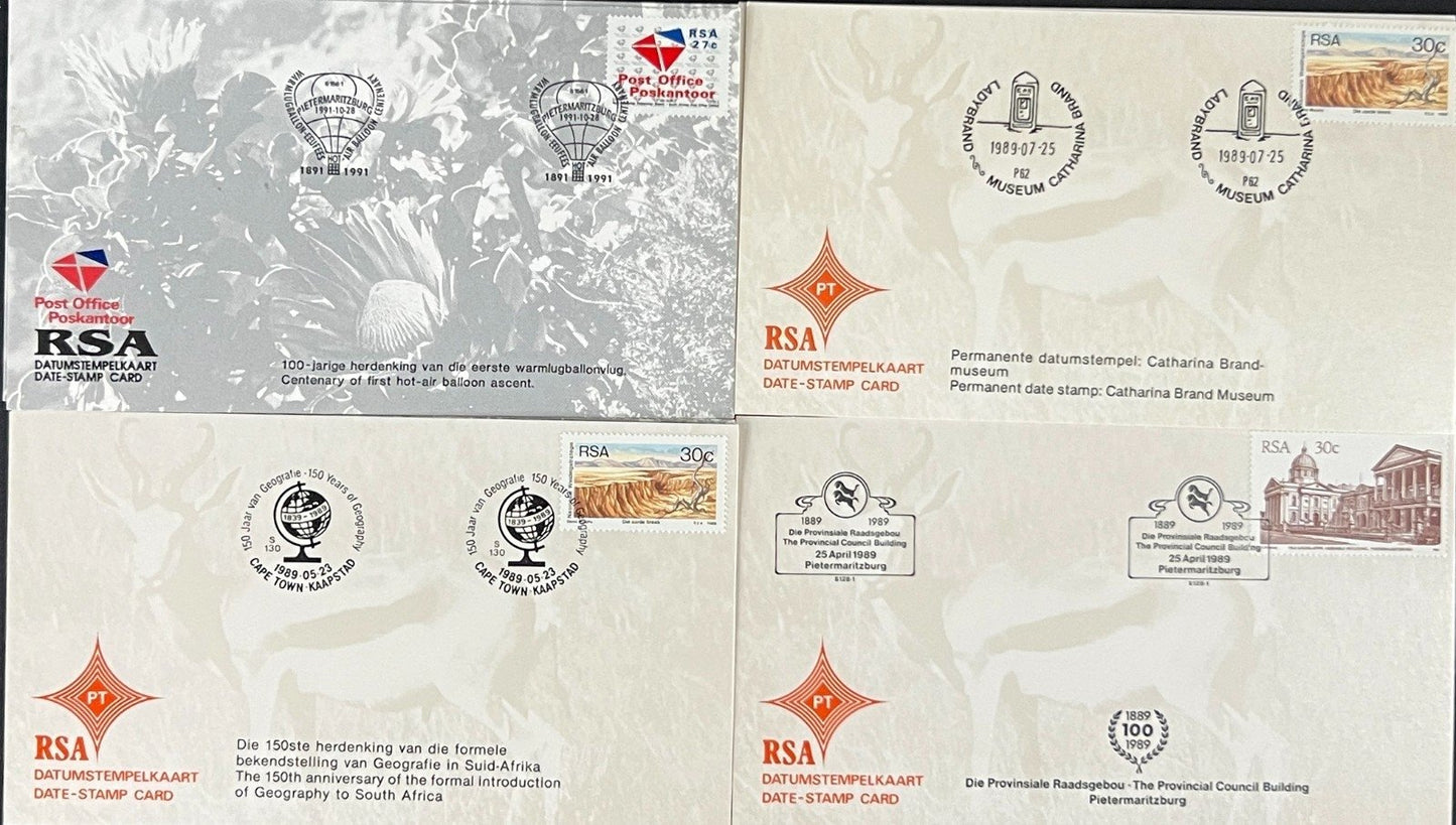 Republic of South Africa FDC 30 Date Stamp Cards 1988-1989 ZAYIX