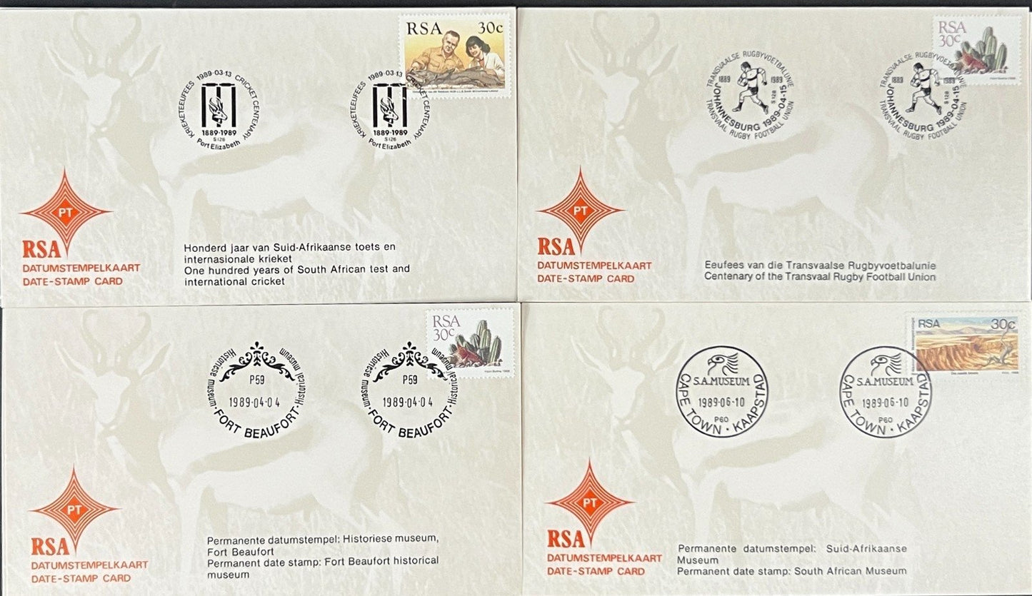 Republic of South Africa FDC 30 Date Stamp Cards 1988-1989 ZAYIX