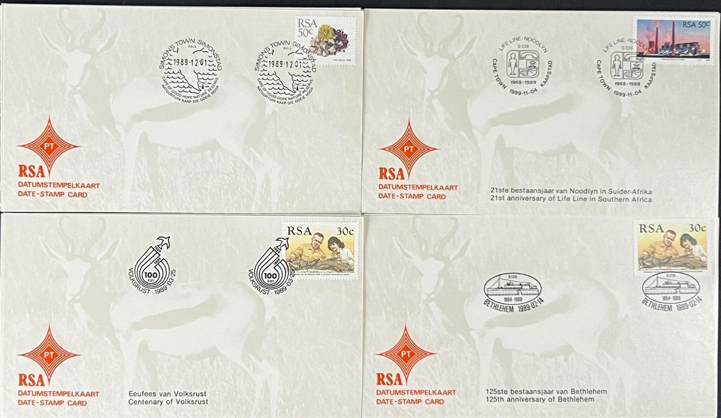 Republic of South Africa FDC 30 Date Stamp Cards 1988-1989 ZAYIX