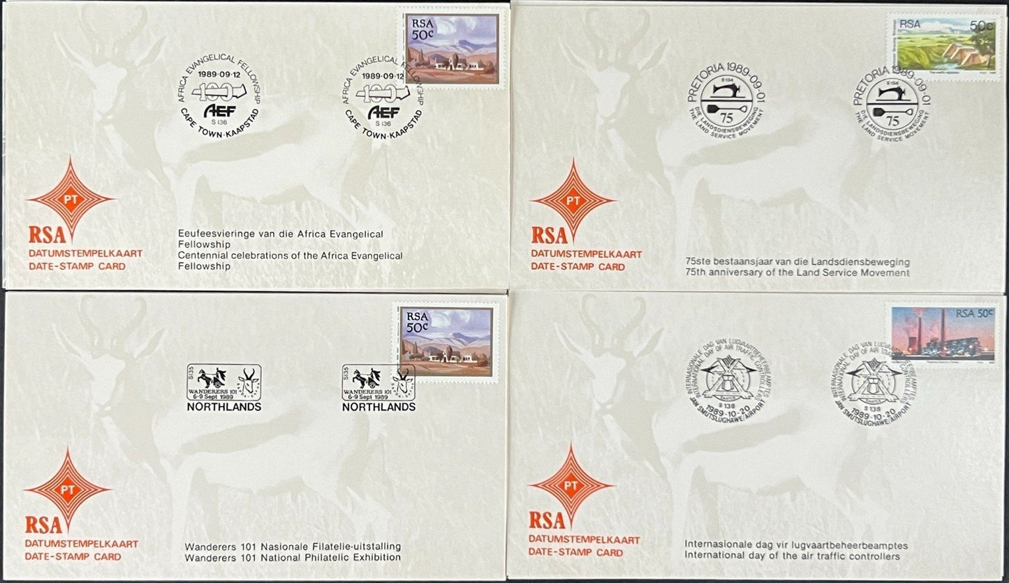Republic of South Africa FDC 30 Date Stamp Cards 1988-1989 ZAYIX