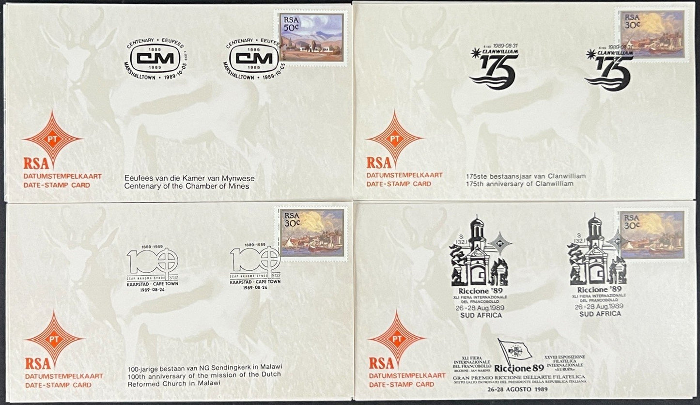 Republic of South Africa FDC 30 Date Stamp Cards 1988-1989 ZAYIX