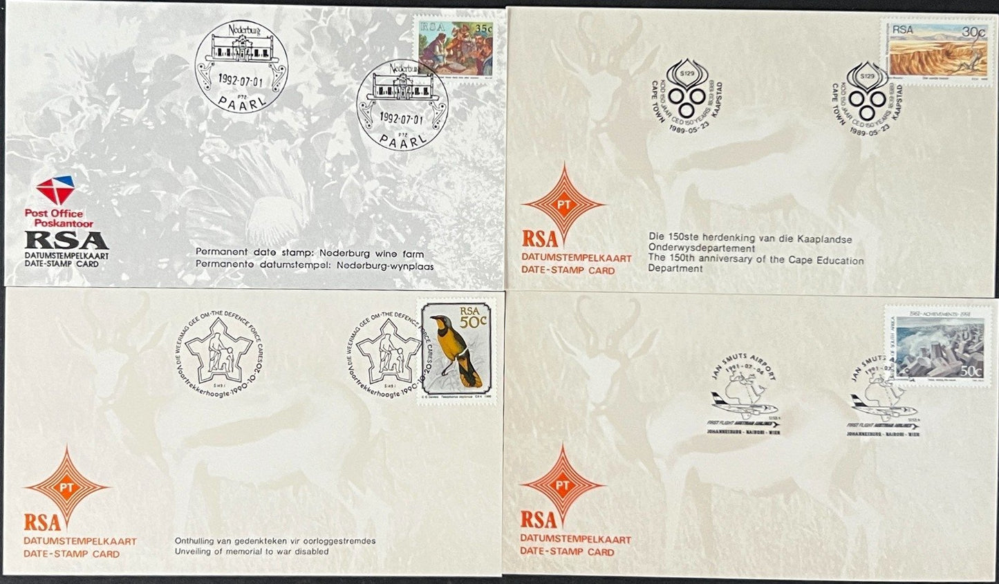 Republic of South Africa FDC 30 Date Stamp Cards 1987-1992 ZAYIX