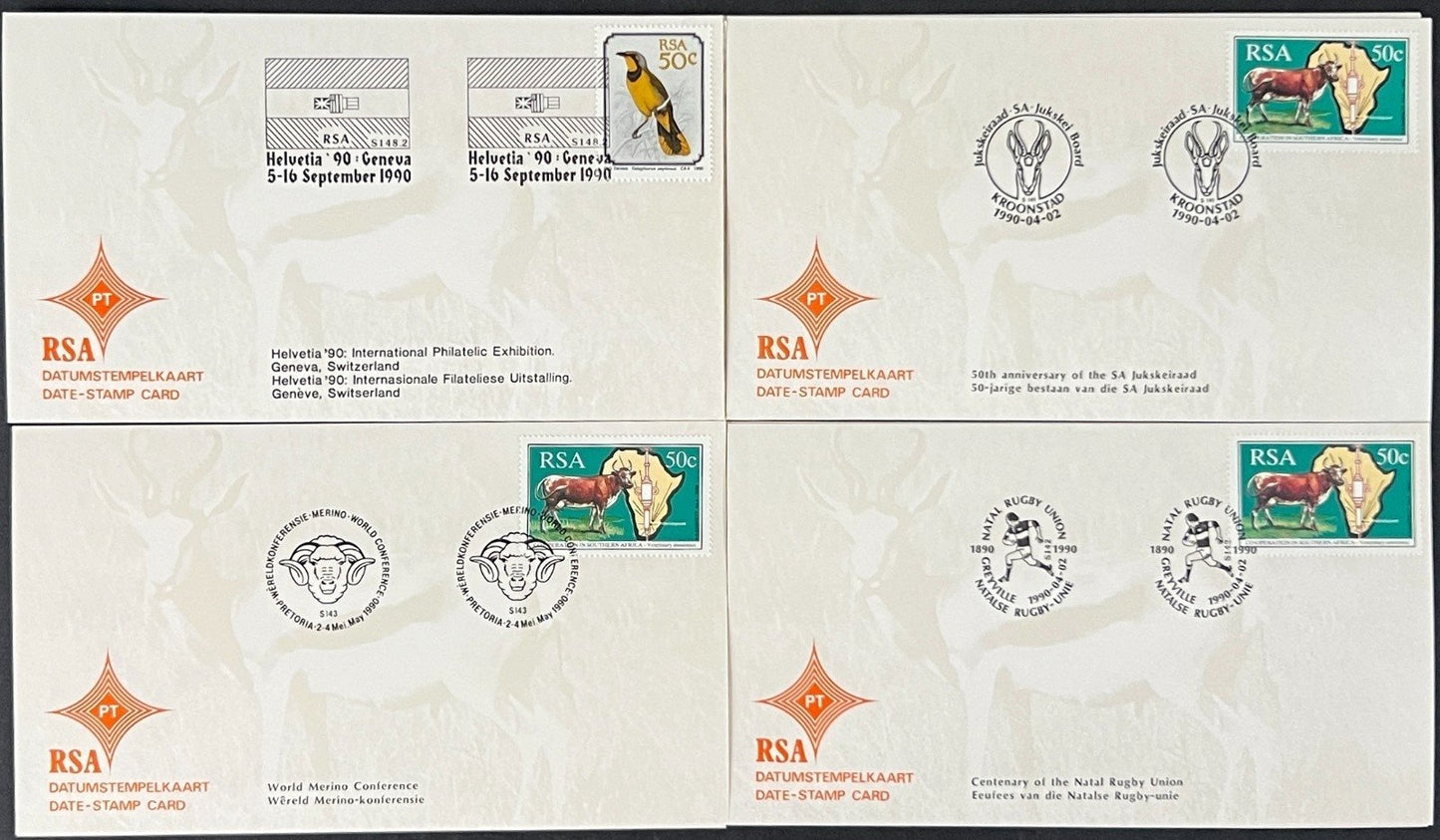 Republic of South Africa FDC 30 Date Stamp Cards 1987-1992 ZAYIX