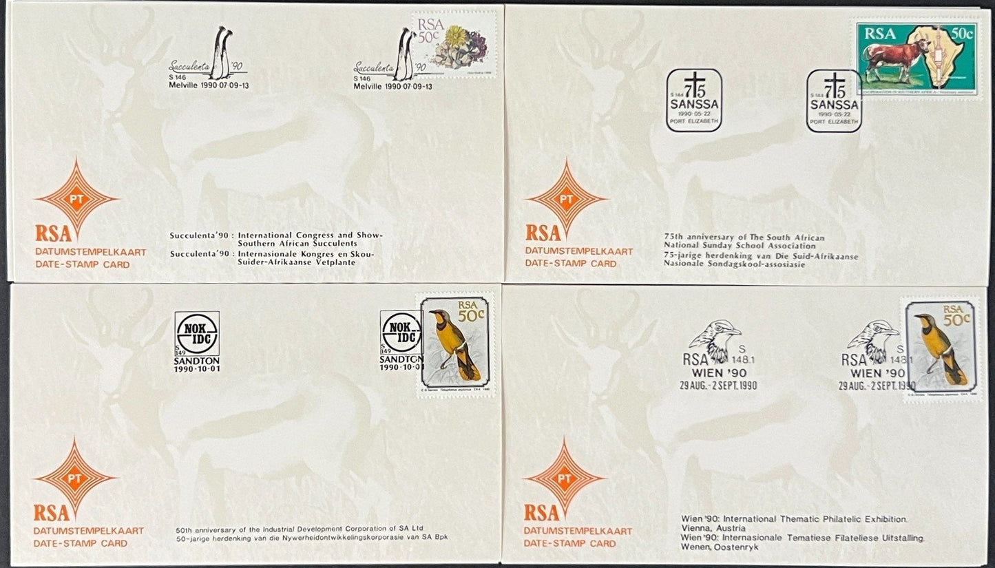 Republic of South Africa FDC 30 Date Stamp Cards 1987-1992 ZAYIX