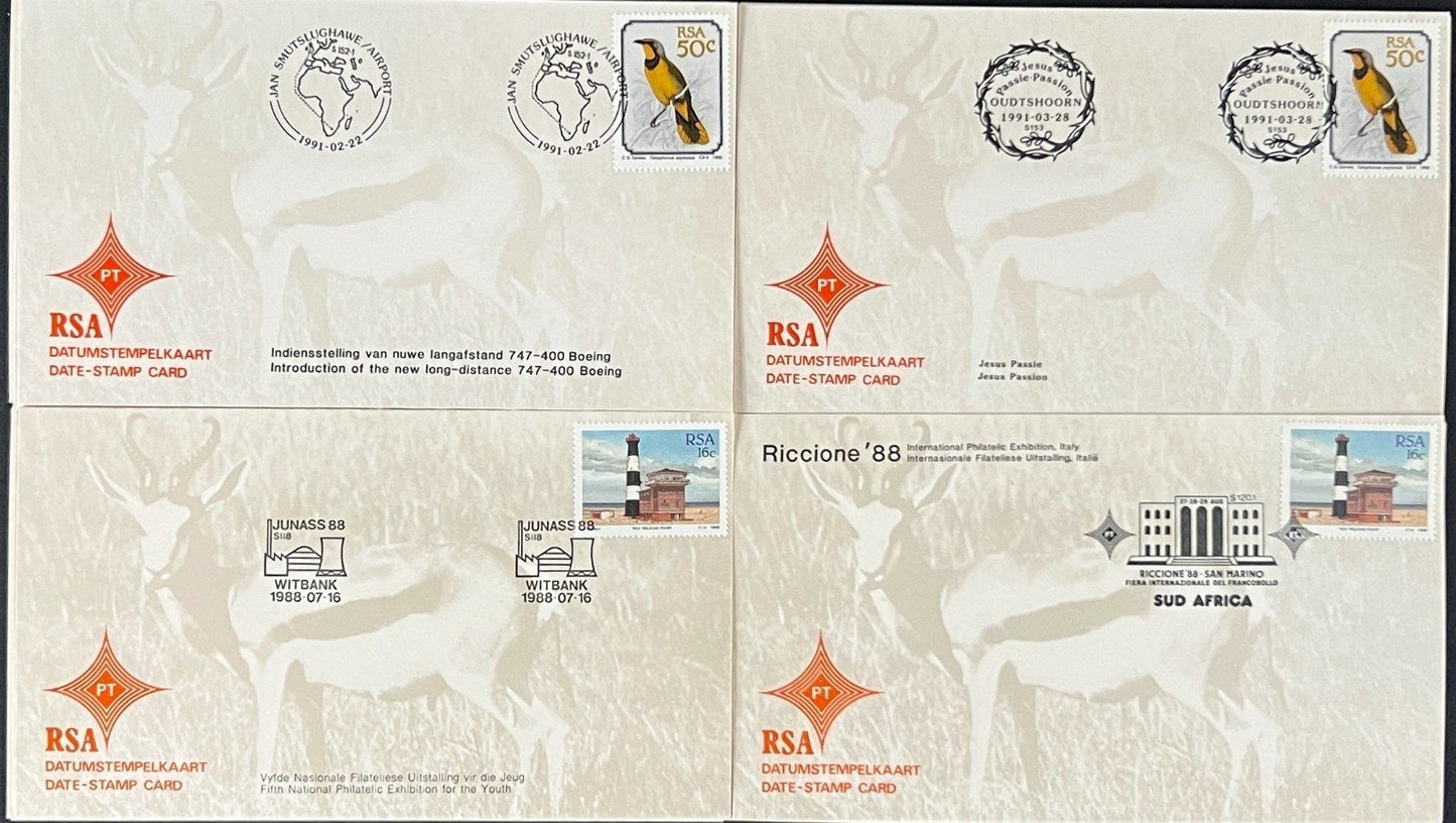 Republic of South Africa FDC 30 Date Stamp Cards 1987-1992 ZAYIX