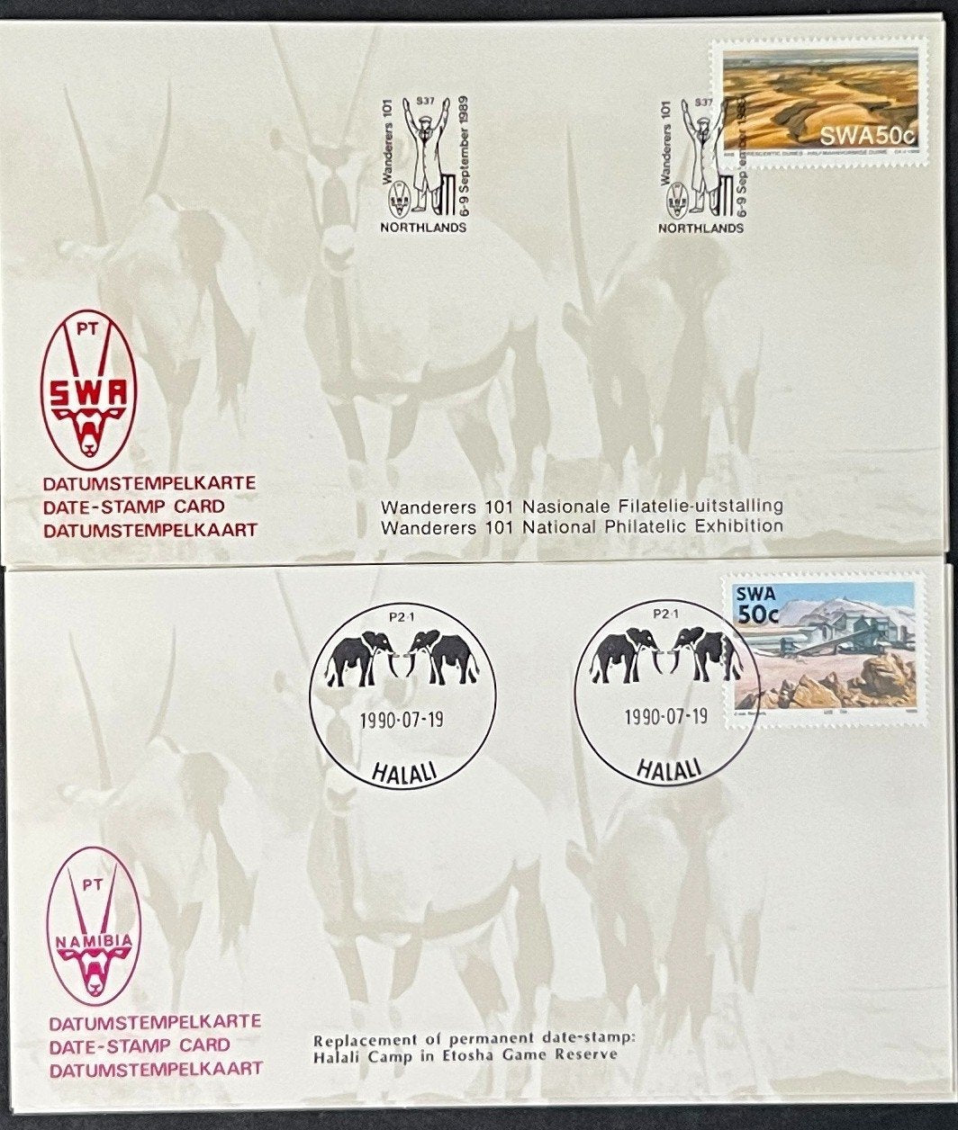South West Africa FDC & Event Covers Date Stamp Cards 17 Cards 1985-1990 ZAYIX