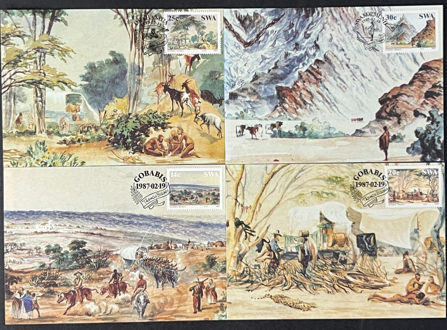 South West Africa FDC & Event Covers Date Stamp Cards 17 Cards 1985-1990 ZAYIX