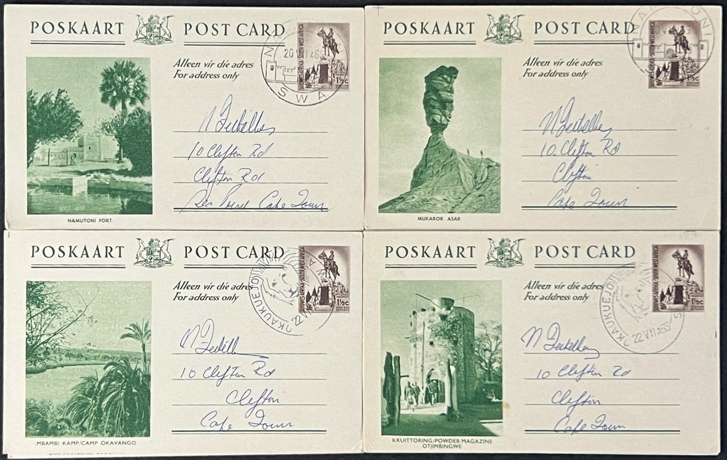 South West Africa Post Card Collection of Landmarks 17 postmarked Cards ZAYIX