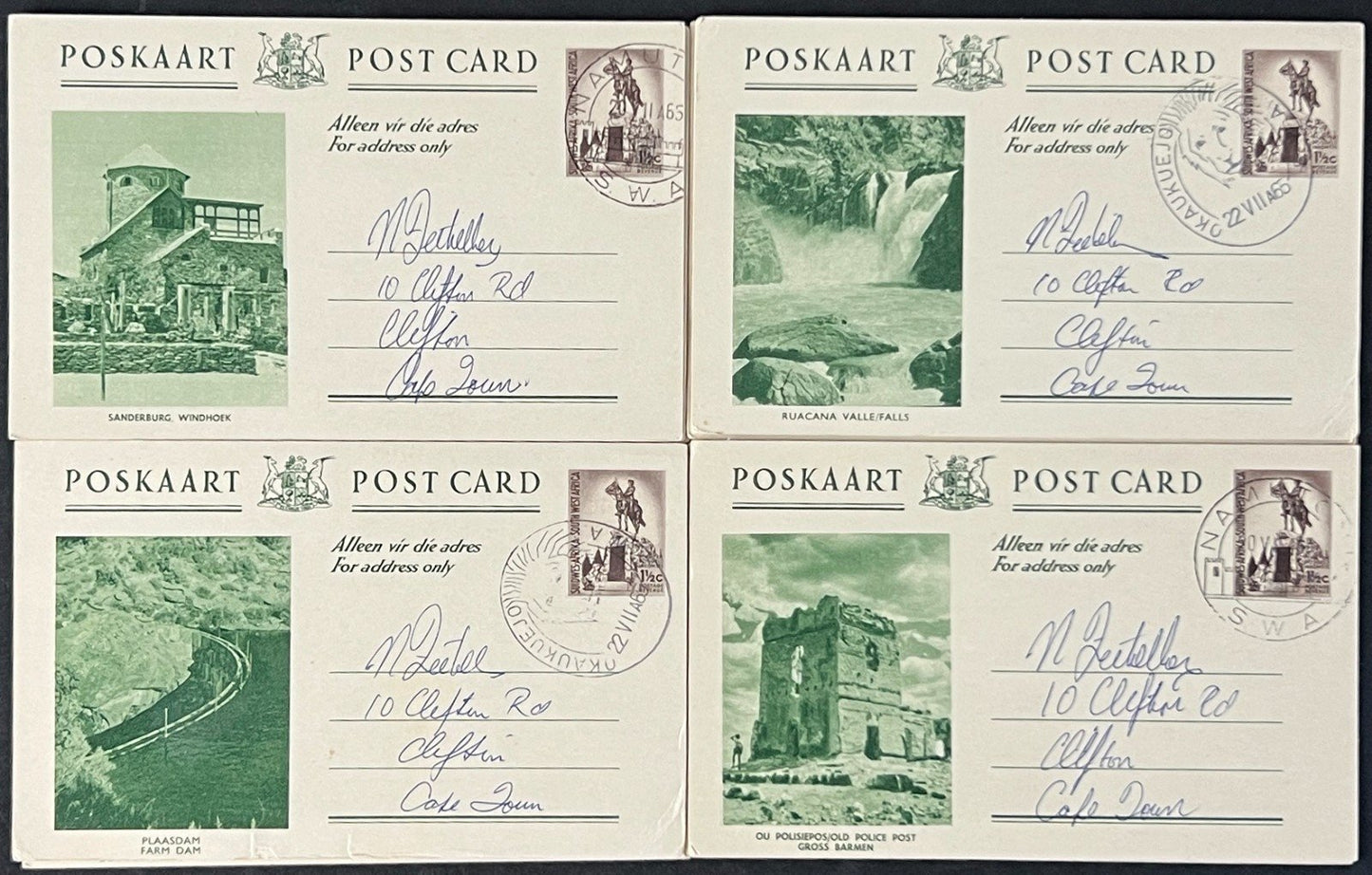 South West Africa Post Card Collection of Landmarks 17 postmarked Cards ZAYIX
