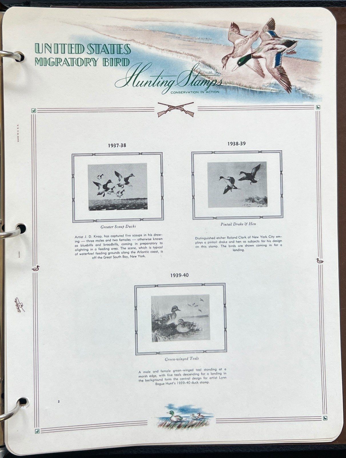 Migratory Birds Hunting White Ace Album for Stamp Collecting 1934-1956 ZAYIX