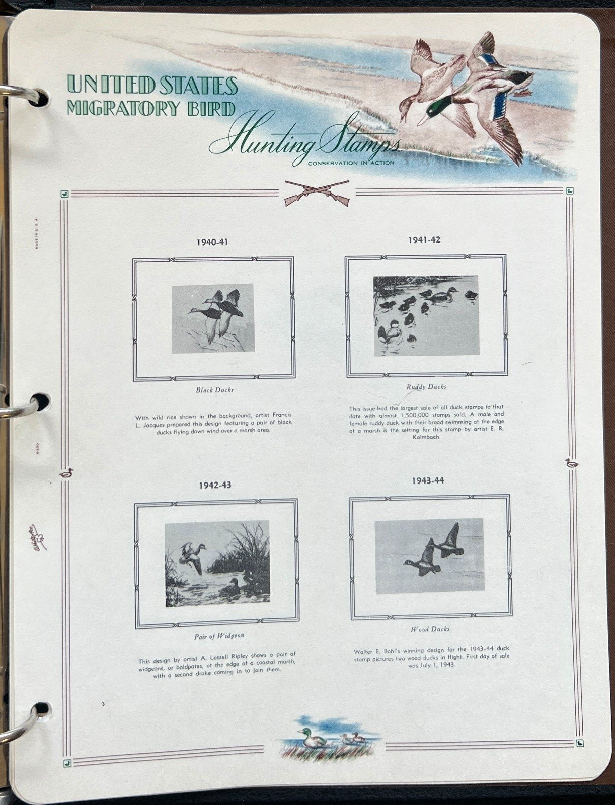 Migratory Birds Hunting White Ace Album for Stamp Collecting 1934-1956 ZAYIX