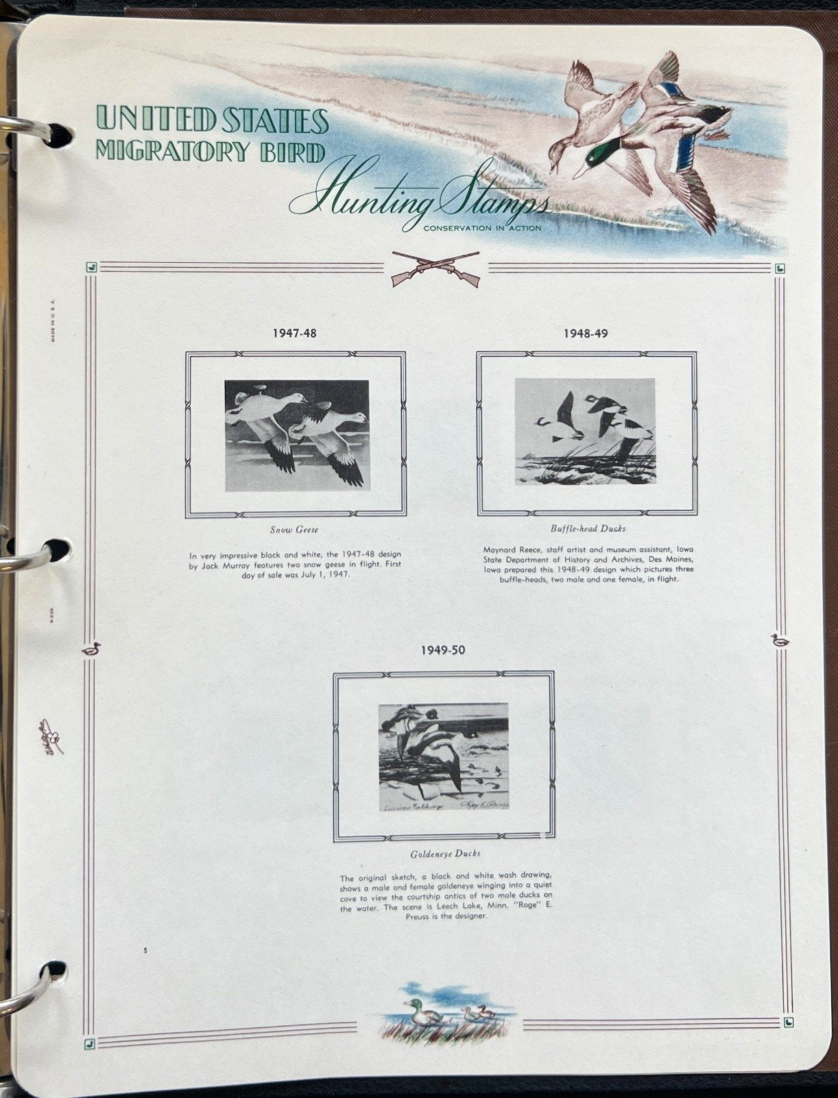Migratory Birds Hunting White Ace Album for Stamp Collecting 1934-1956 ZAYIX
