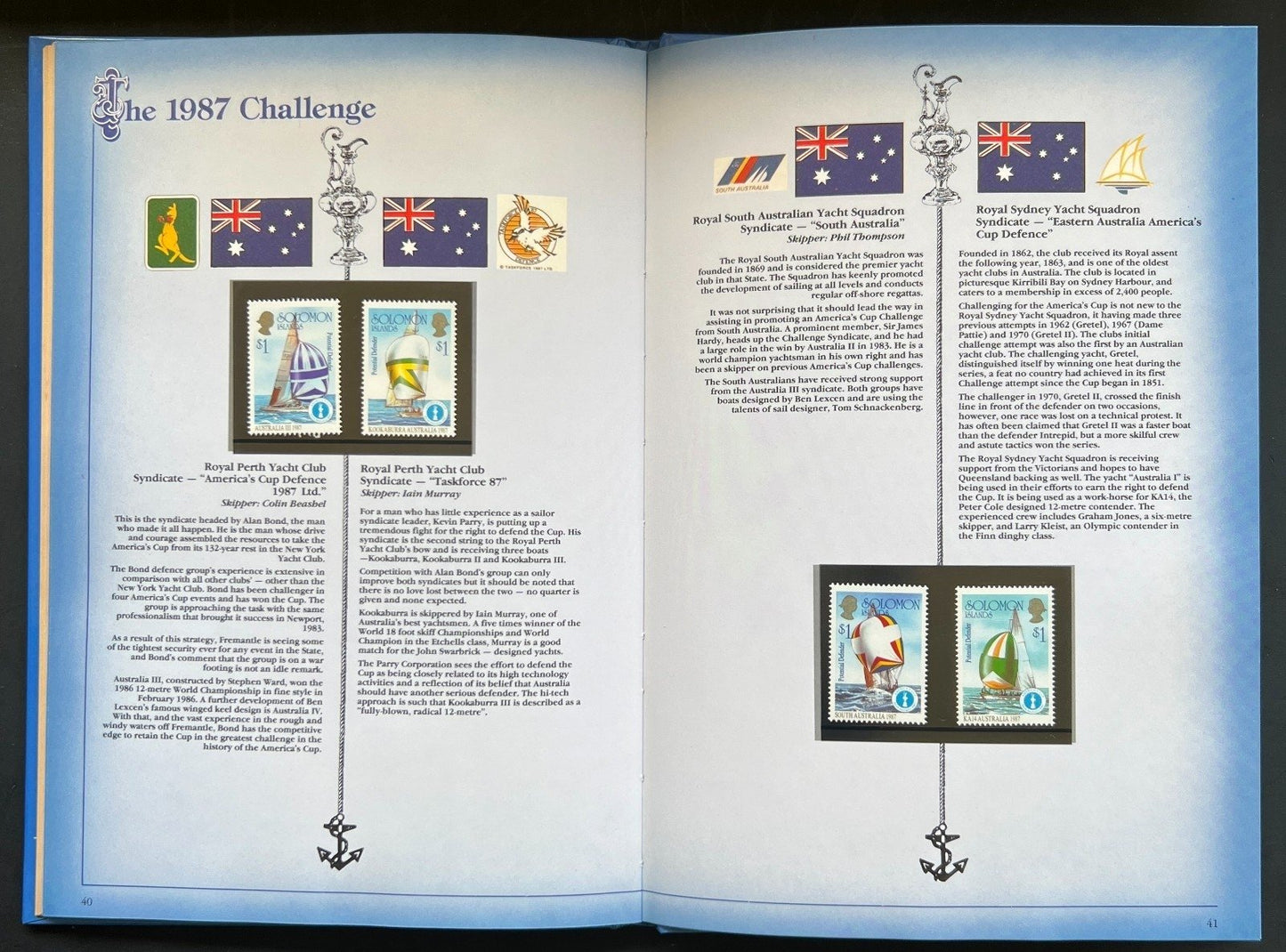 The Encyclopedia of The America's Cup Stamp Book Solomon Islands 1987 ZAYIX