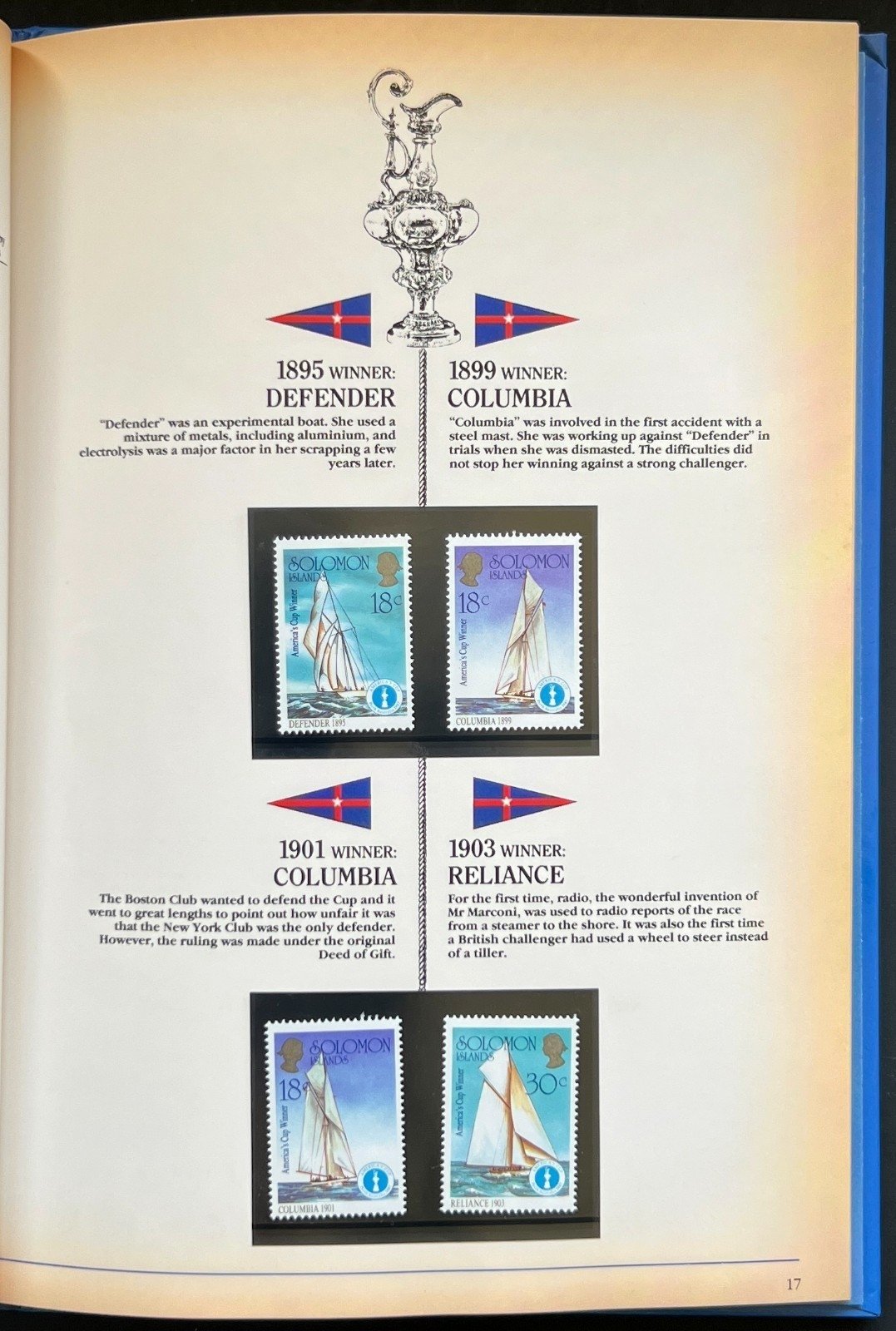The Encyclopedia of The America's Cup Stamp Book Solomon Islands 1987 ZAYIX