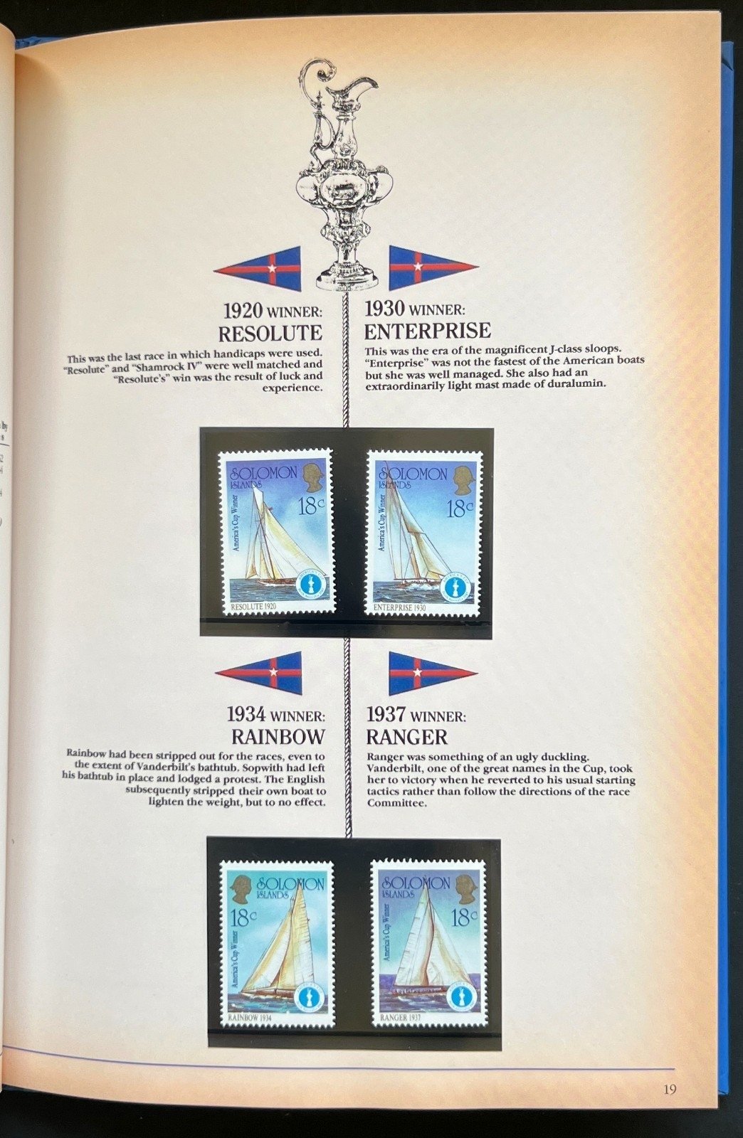 The Encyclopedia of The America's Cup Stamp Book Solomon Islands 1987 ZAYIX