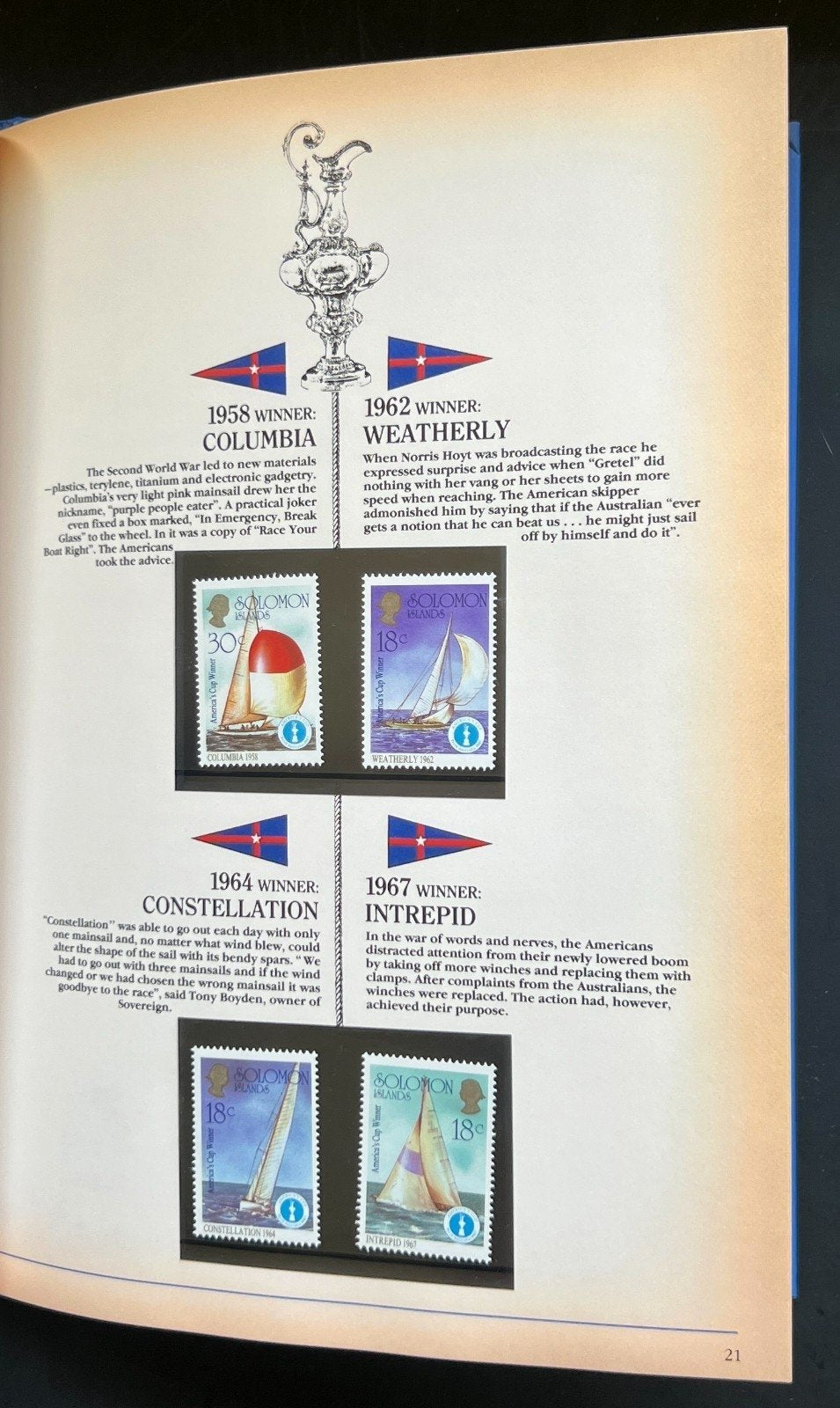 The Encyclopedia of The America's Cup Stamp Book Solomon Islands 1987 ZAYIX