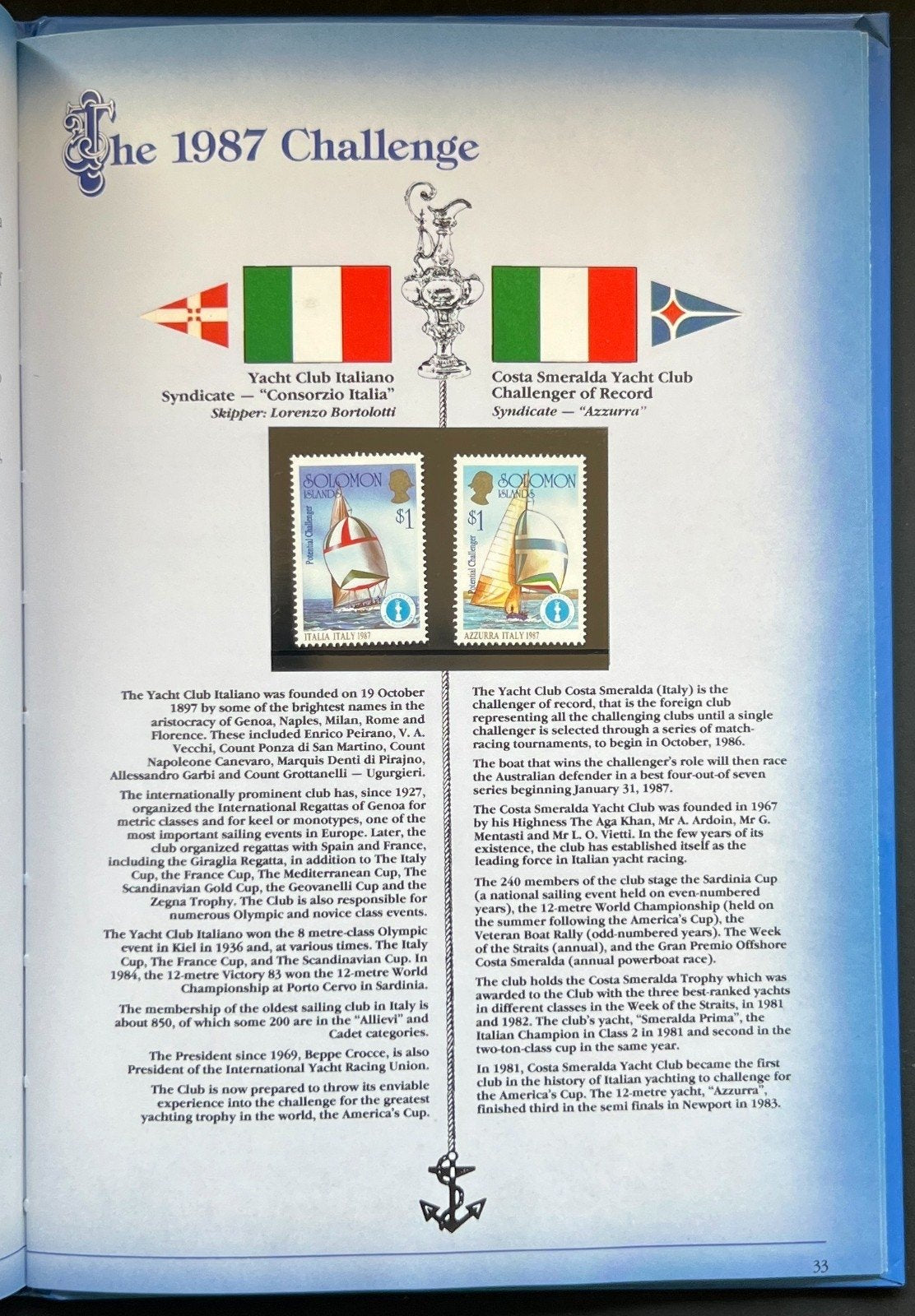 The Encyclopedia of The America's Cup Stamp Book Solomon Islands 1987 ZAYIX