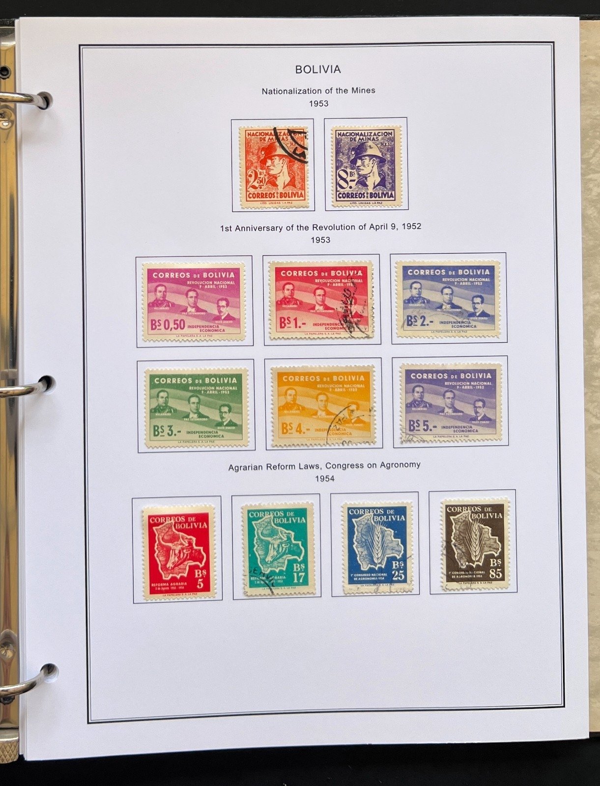 Bolivia Stamp Collection Album Steiner Pages Mint & Used 1867-1962 ZAYIX